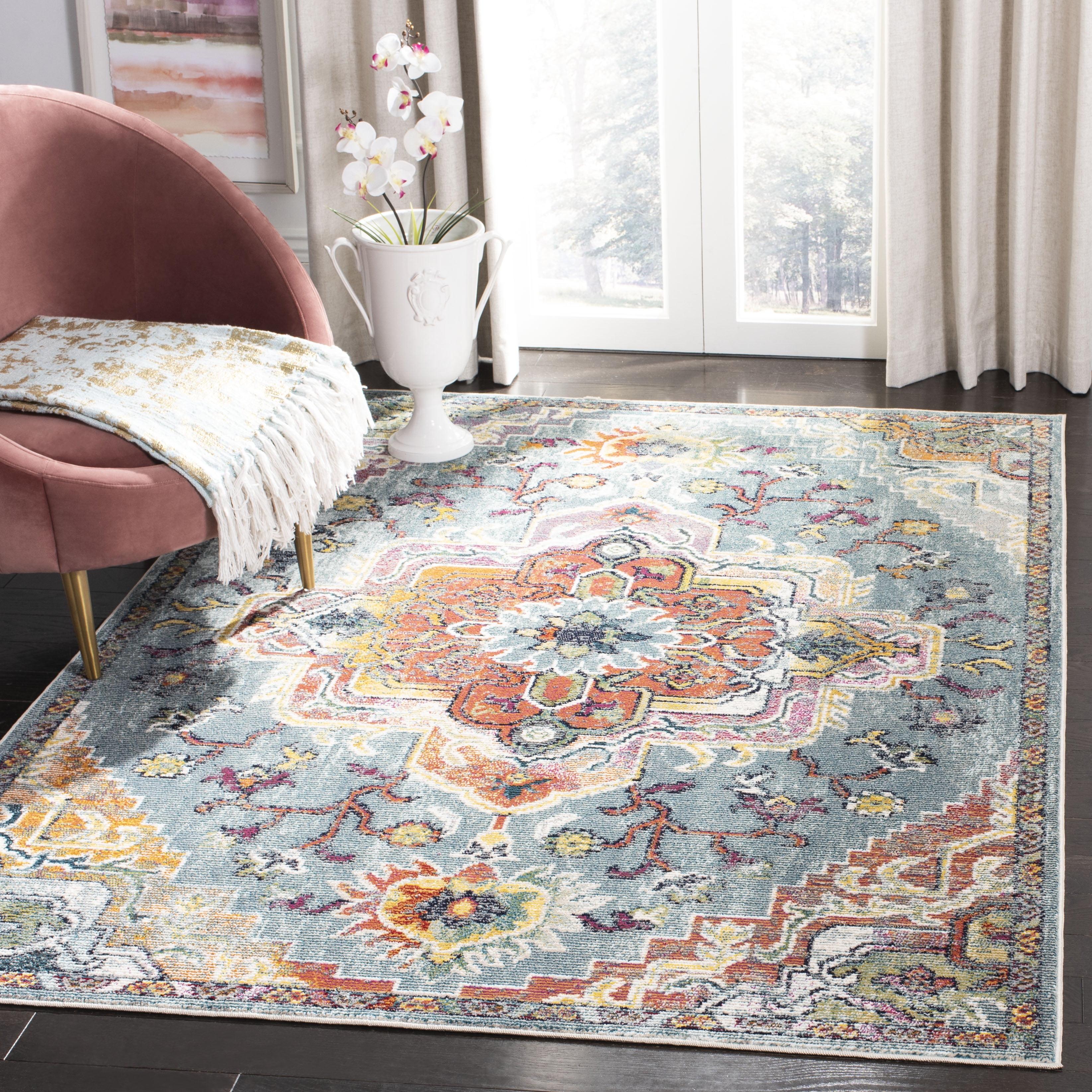 Crystal CRS501 Loomed Indoor Area Rug - Teal/Orange - 7'x7' - Safavieh