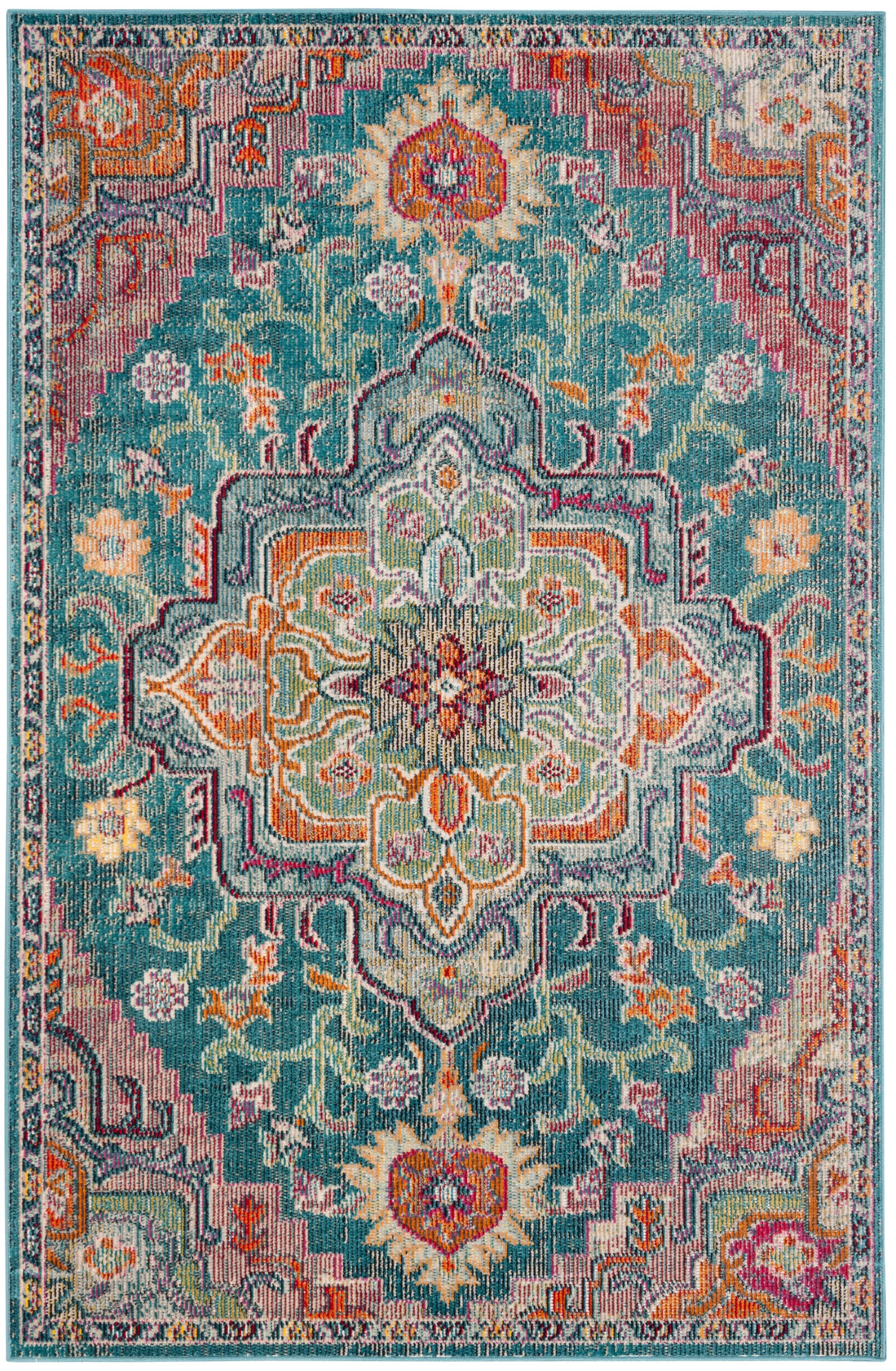 Crystal CRS501 Loomed Indoor Accent Rug - Teal/Rose - 3'x5' - Safavieh
