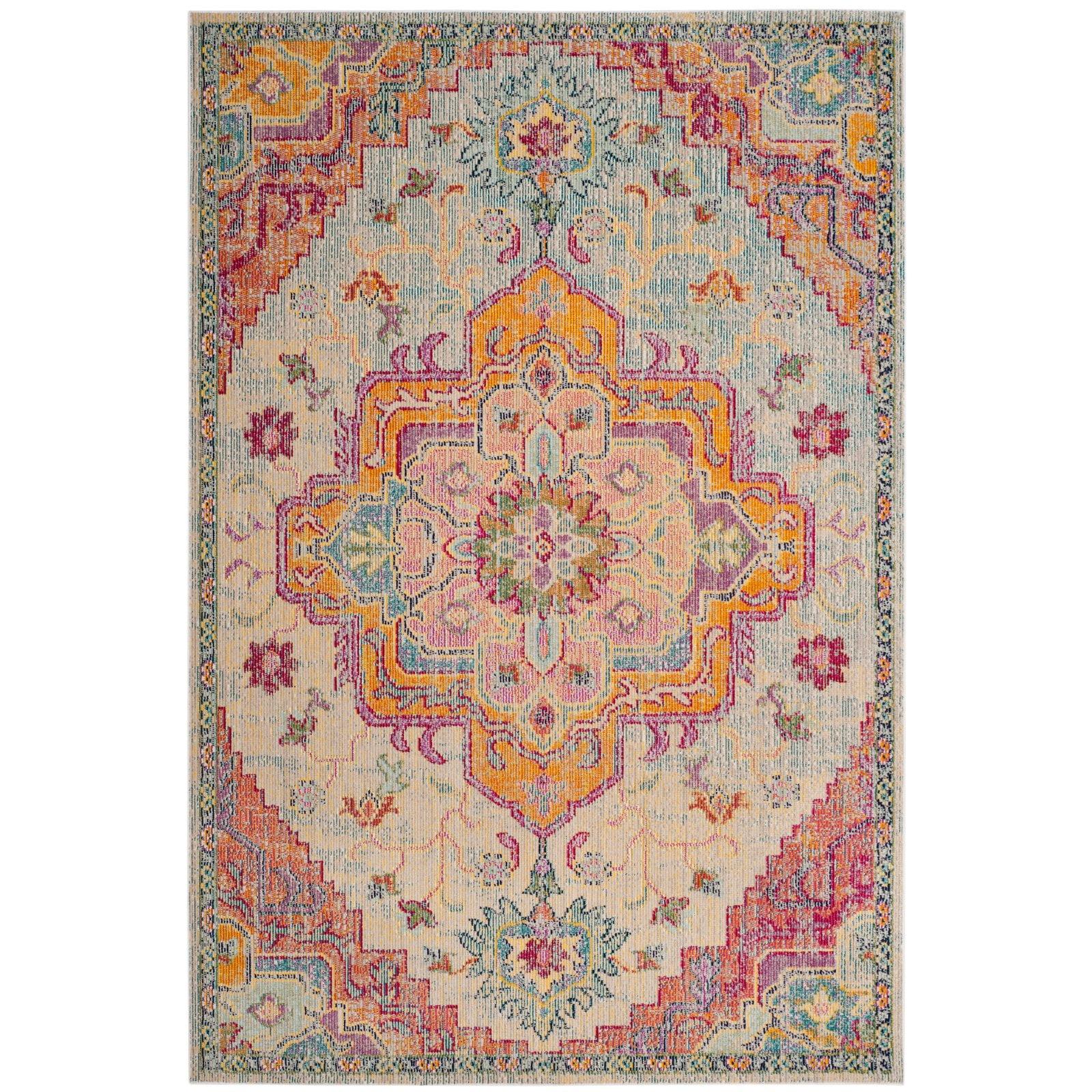 Crystal CRS501 Loomed Indoor Area Rug - Teal/Rose - 5'x8' - Safavieh