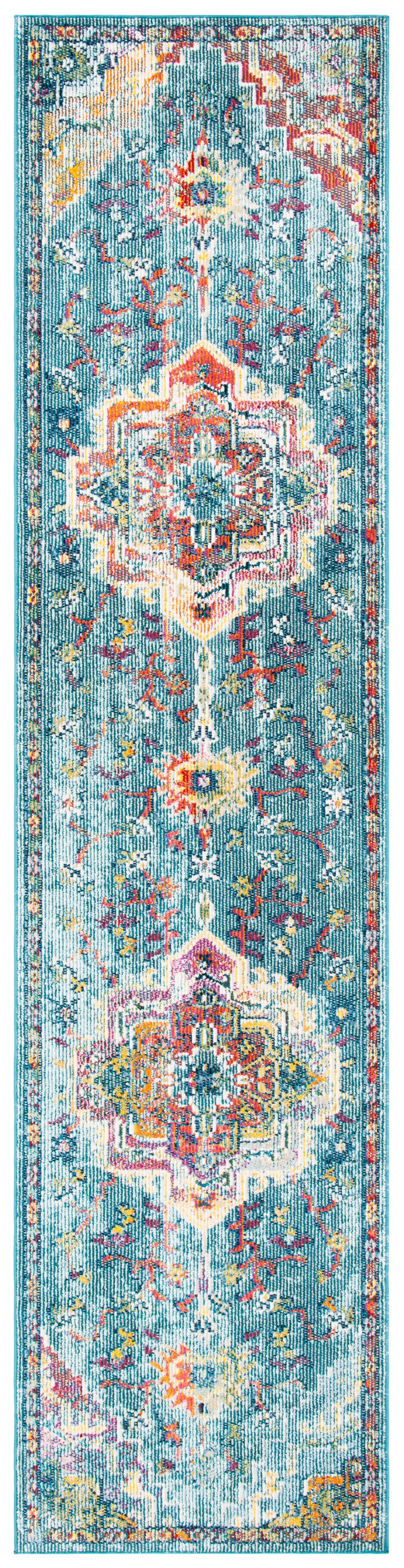 Crystal CRS501 Loomed Indoor Runner Rug - Teal/Orange - 2'2"x17' - Safavieh