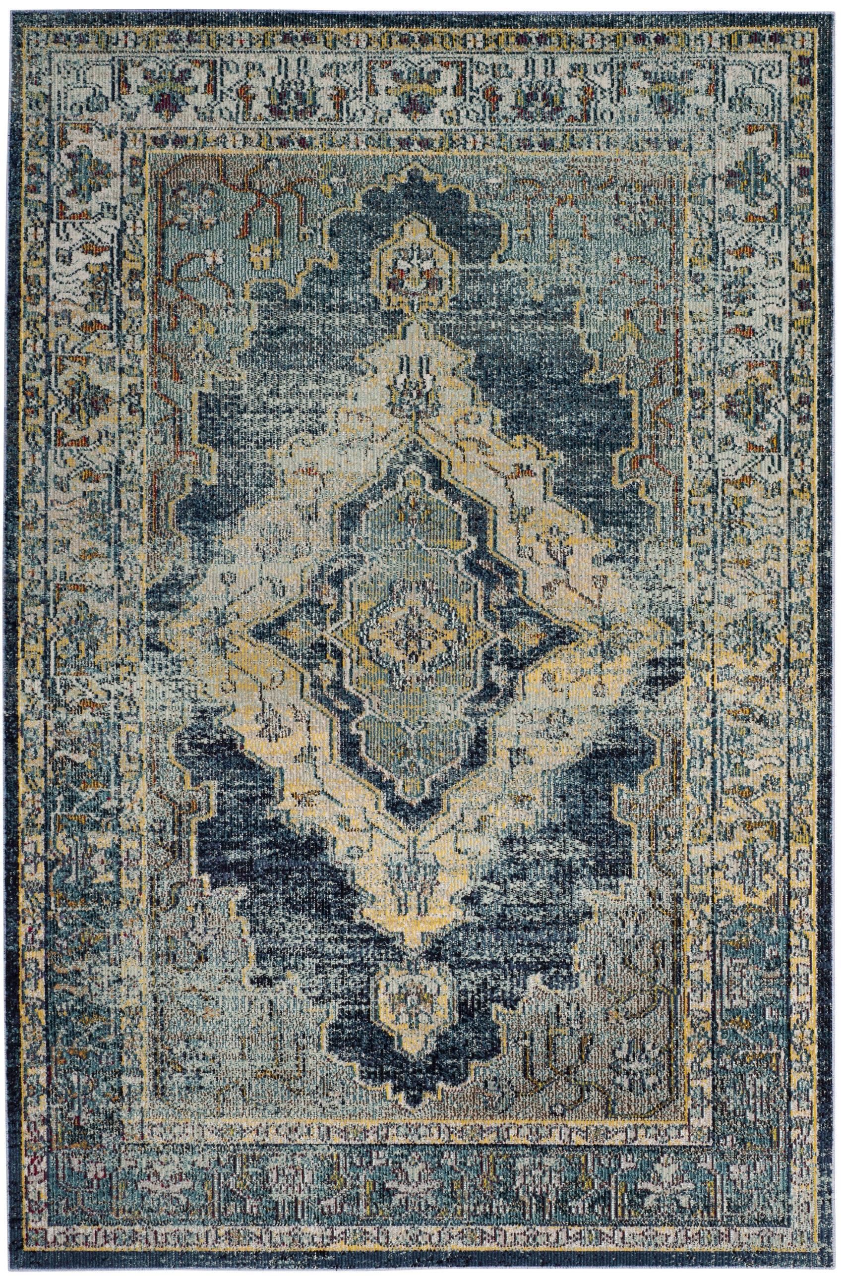 Crystal CRS500 Power Loomed Area Rug - Blue/Yellow - 4'x6' - Safavieh.
