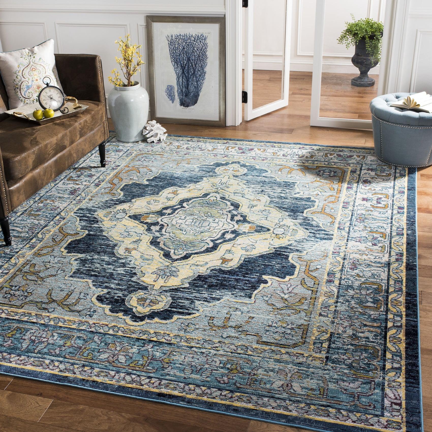 Crystal CRS500 Power Loomed Area Rug - Blue/Yellow - 5'x8' - Safavieh.