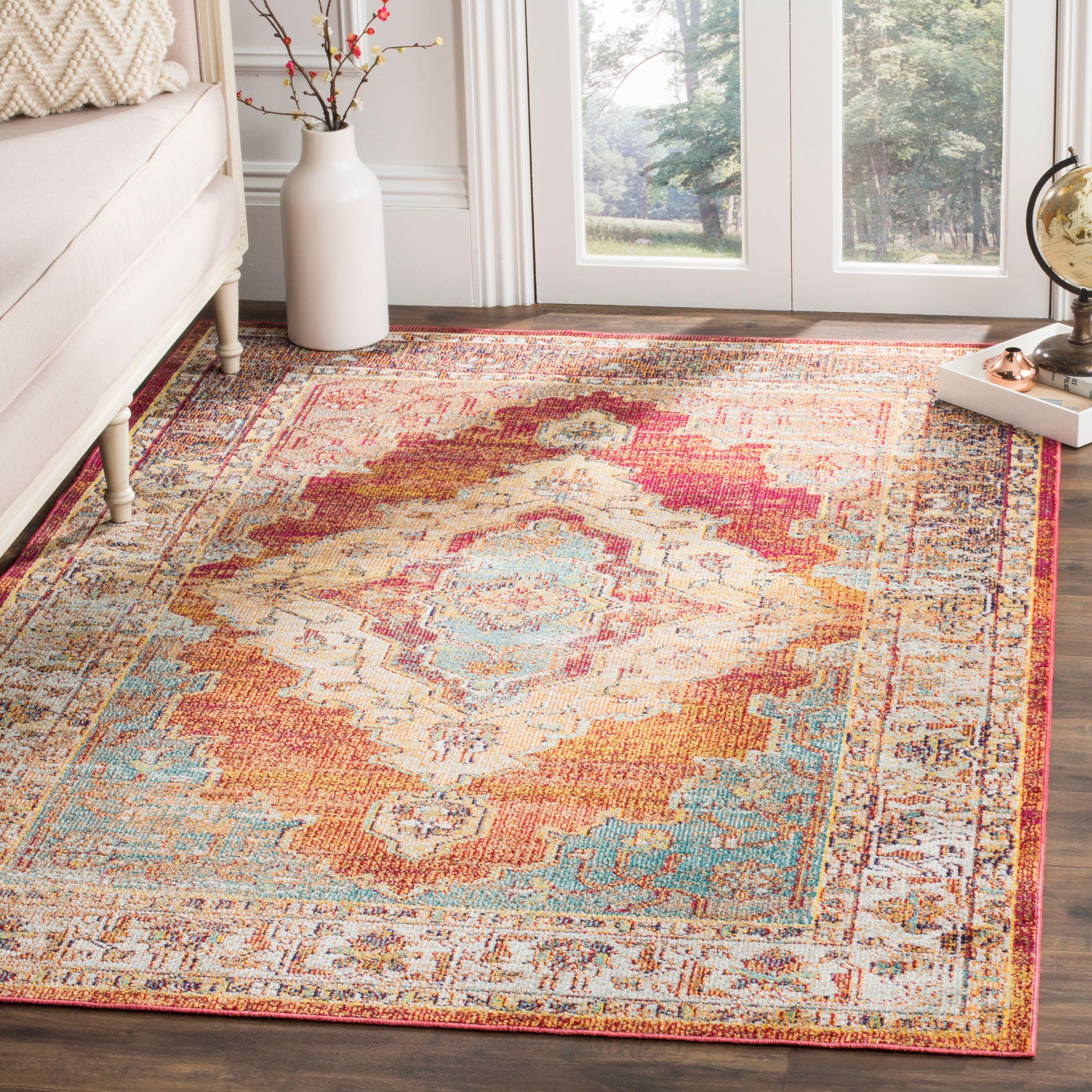 Crystal CRS500 Power Loomed Area Rug - Orange/Light Blue - 11'x16' - Safavieh.