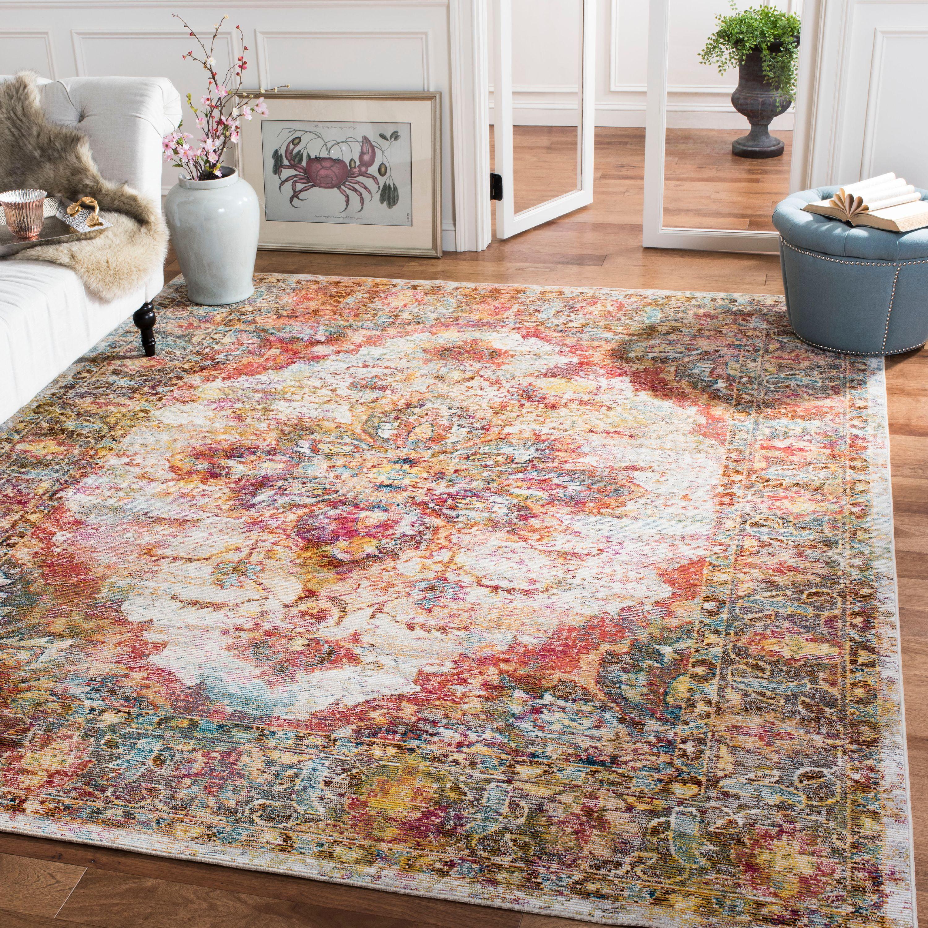 Crystal CRS508 Power Loomed Area Rug - Cream/Rose - 8'x10' - Safavieh.
