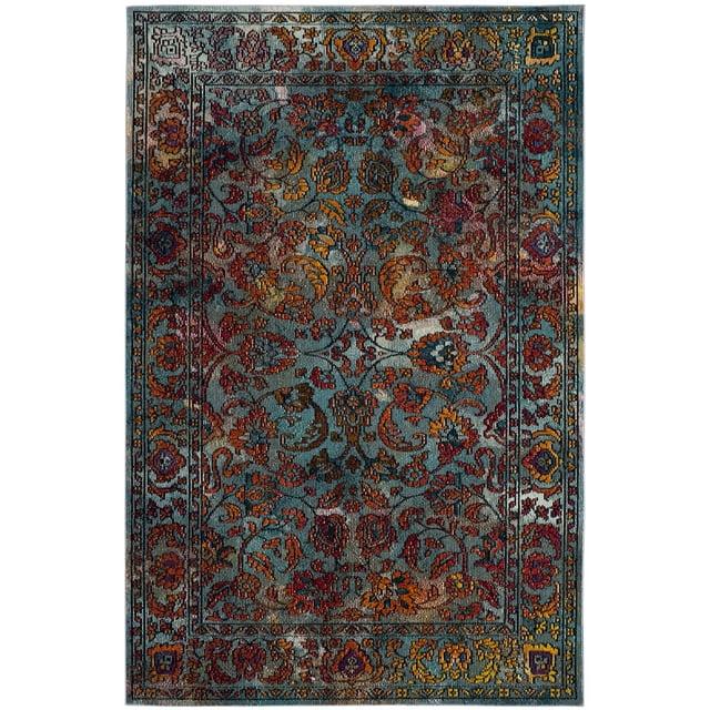 Crystal CRS515 Power Loomed Area Rug - Light Blue/Orange - 5'x8' - Safavieh.