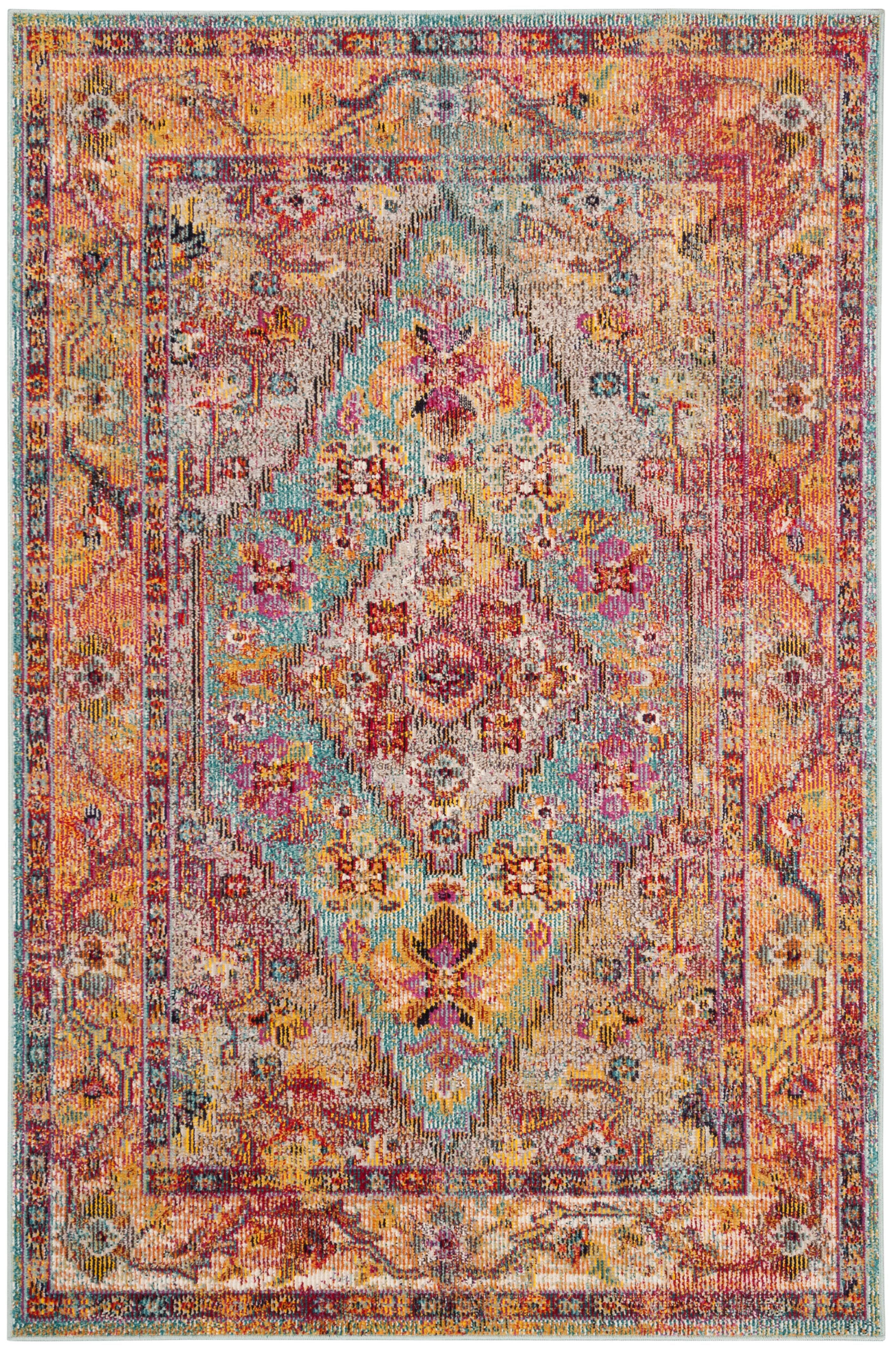 Crystal CRS507 Power Loomed Area Rug - Light Blue/Orange - 4'x6' - Safavieh.