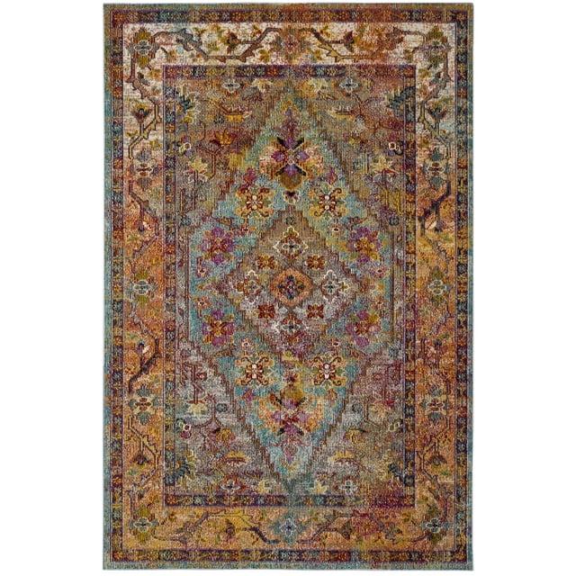 Crystal CRS507 Power Loomed Area Rug - Light Blue/Orange - 5'x8' - Safavieh.