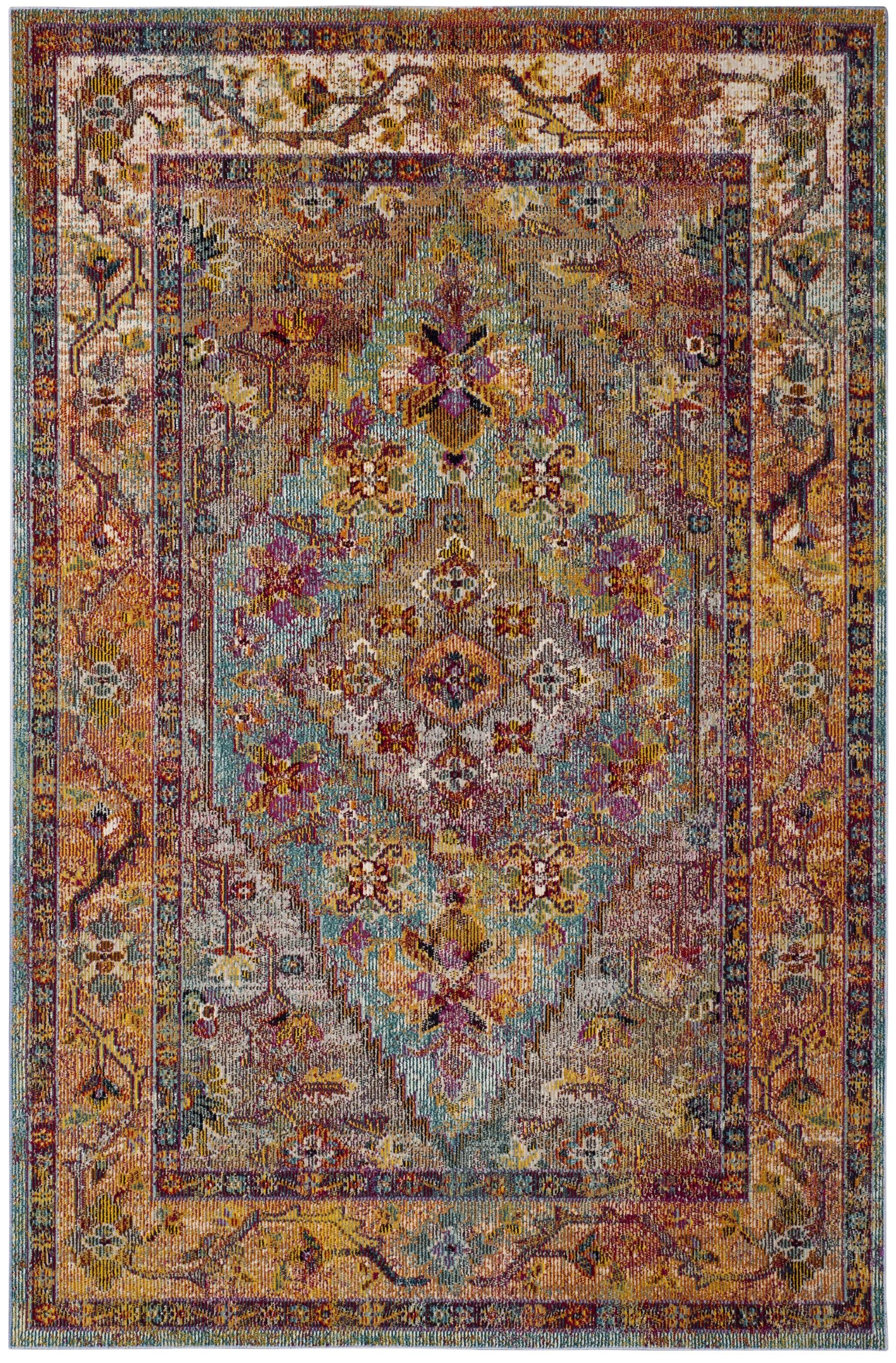 Crystal CRS507 Power Loomed Area Rug - Light Blue/Orange - 6'7"x9'2" - Safavieh.