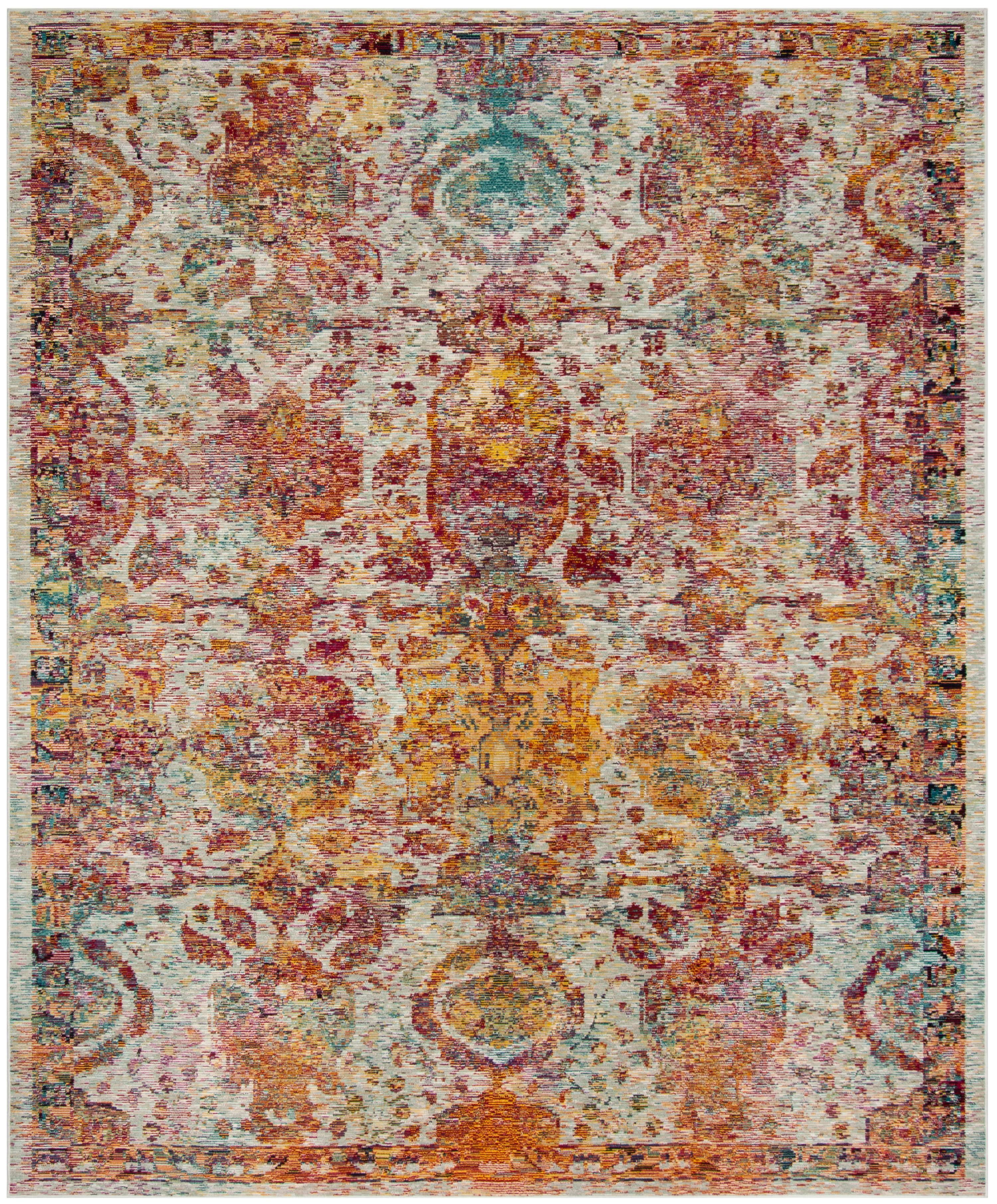 Light Blue and Orange 9' x 12' Synthetic Reversible Area Rug