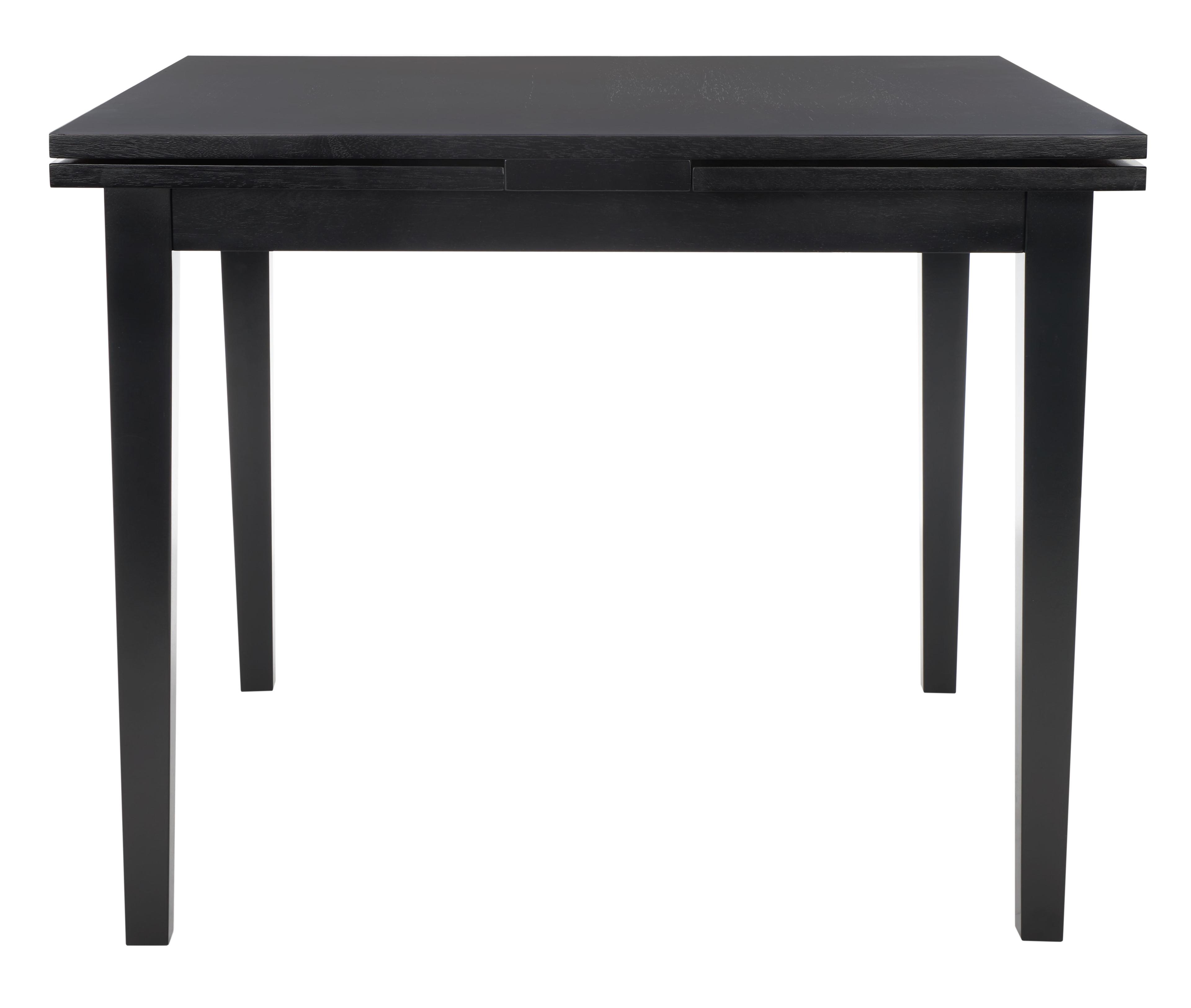 Black Wood Extendable Dining Table with Tapered Legs