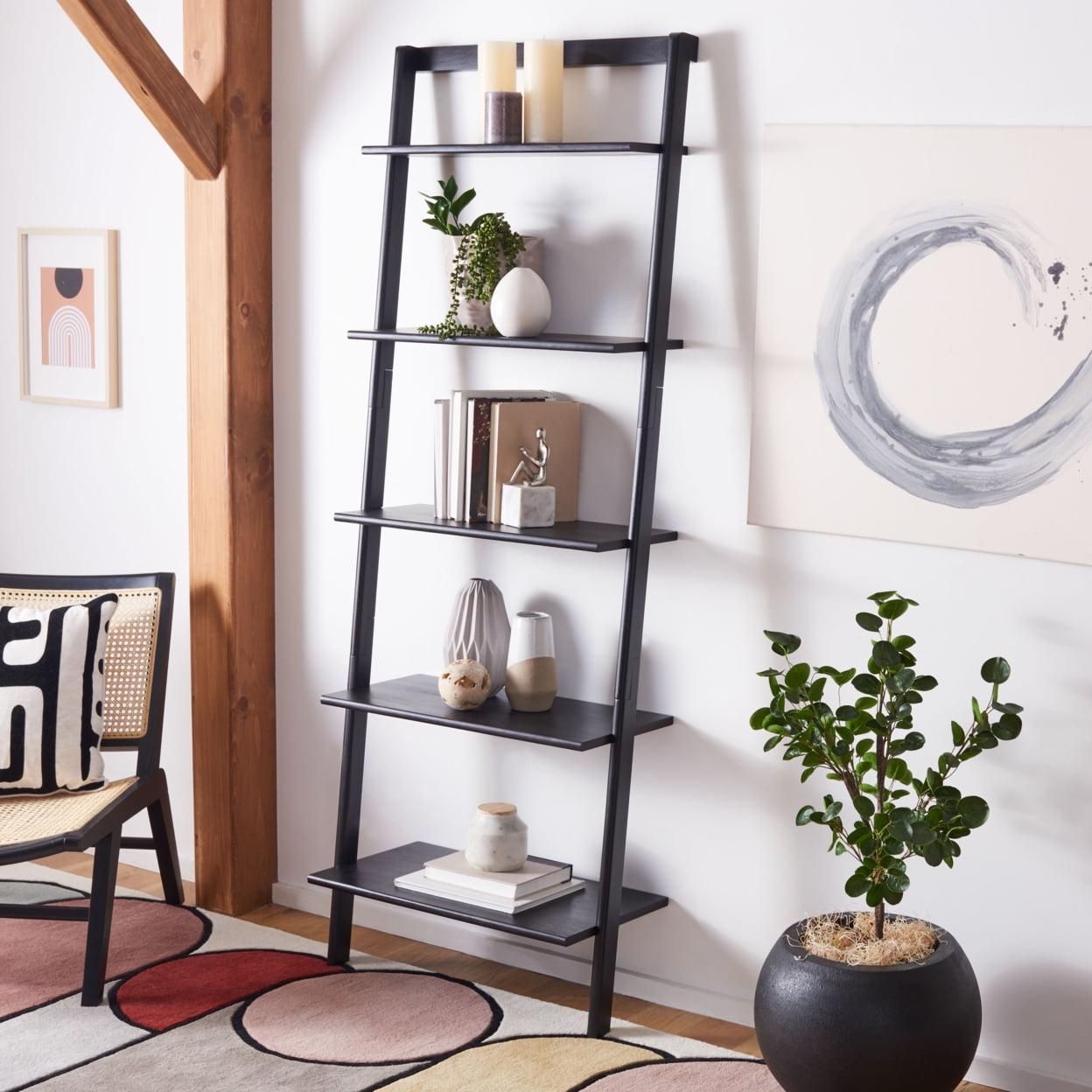 Cullyn 33" Black Metal 5-Tier Leaning Ladder Shelf