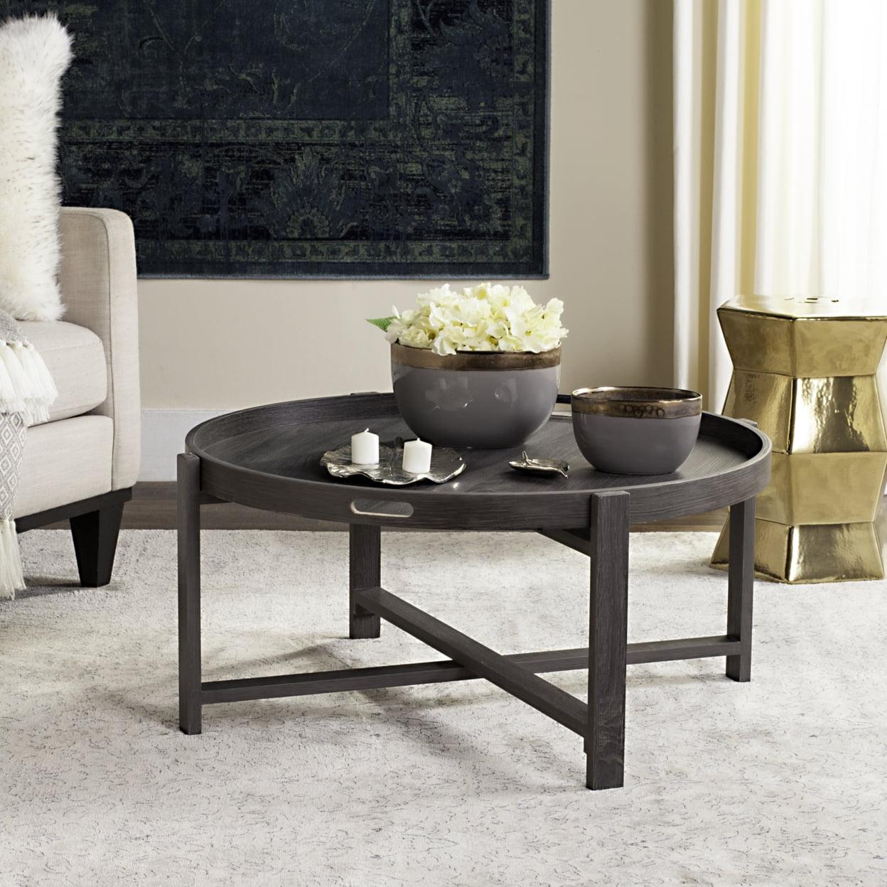 Cursten Dark Grey Wood X-Base Coffee Table