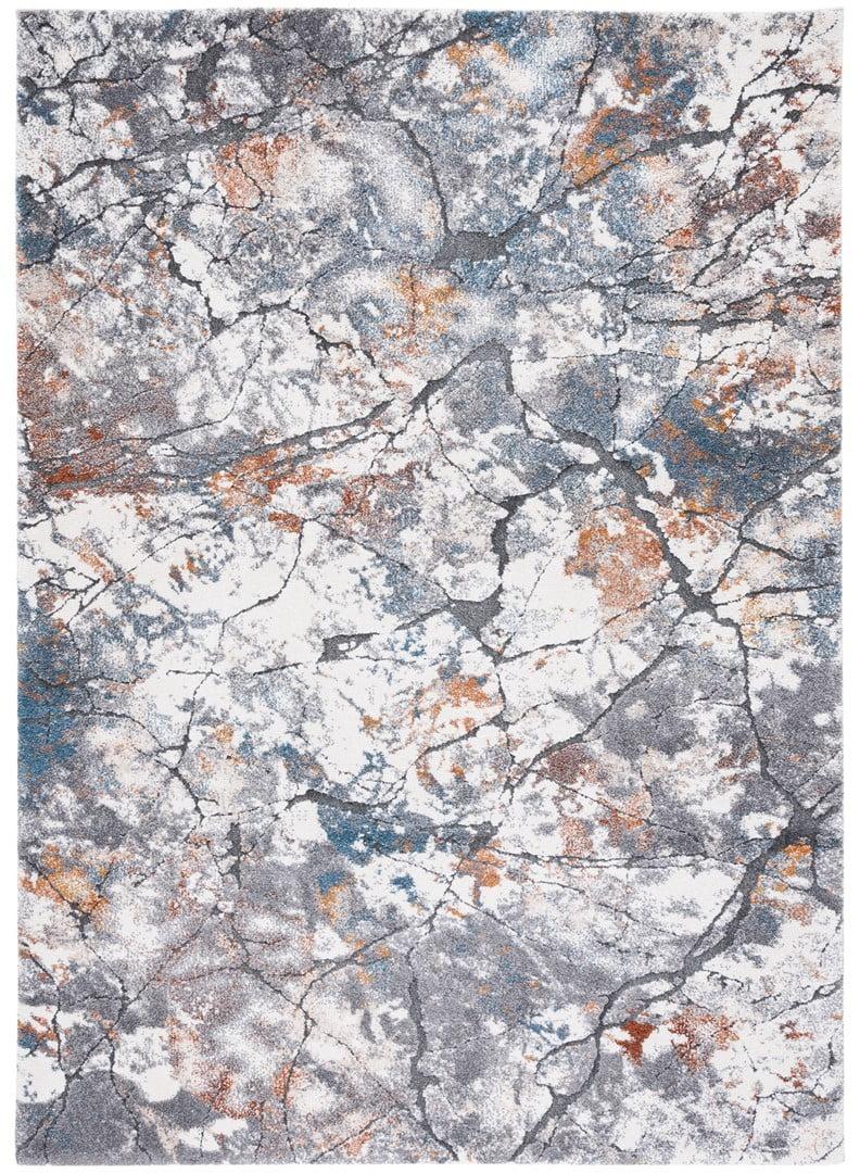 Abstract Gray Shag Synthetic Rectangular Rug 6'7" x 9'2"