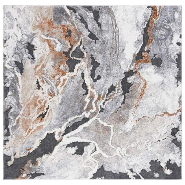Cyrus Shag CYR121 Power Loomed Indoor Area Rug - Dark Grey/Orange - 6'7"x6'7" - Safavieh