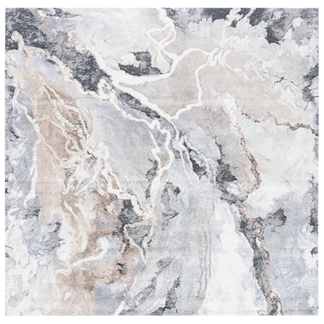 Cyrus Shag CYR121 Power Loomed Indoor Area Rug - Grey/Beige - 6'7"x6'7" - Safavieh