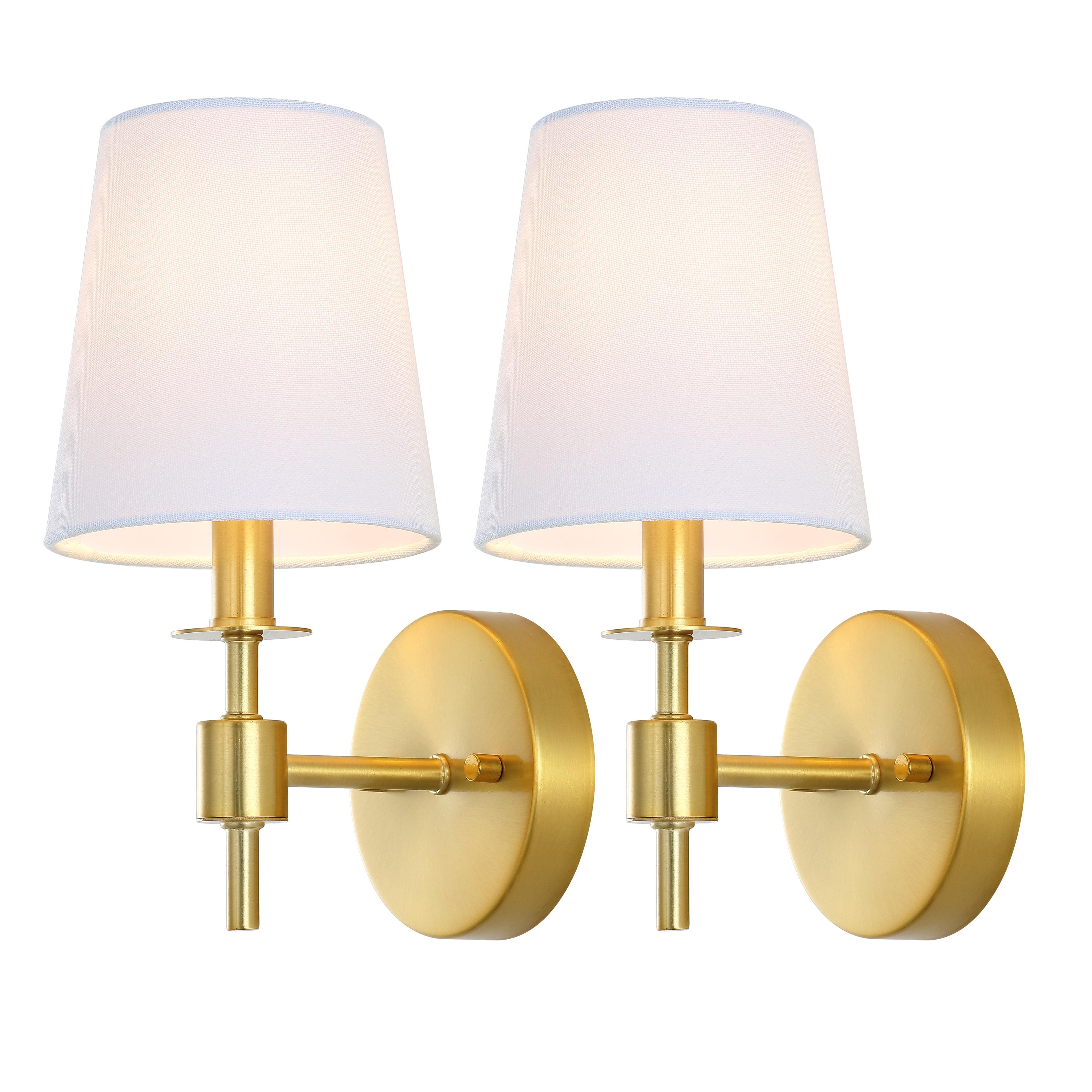 Dalany 7" Brass and White Wall Sconce Set