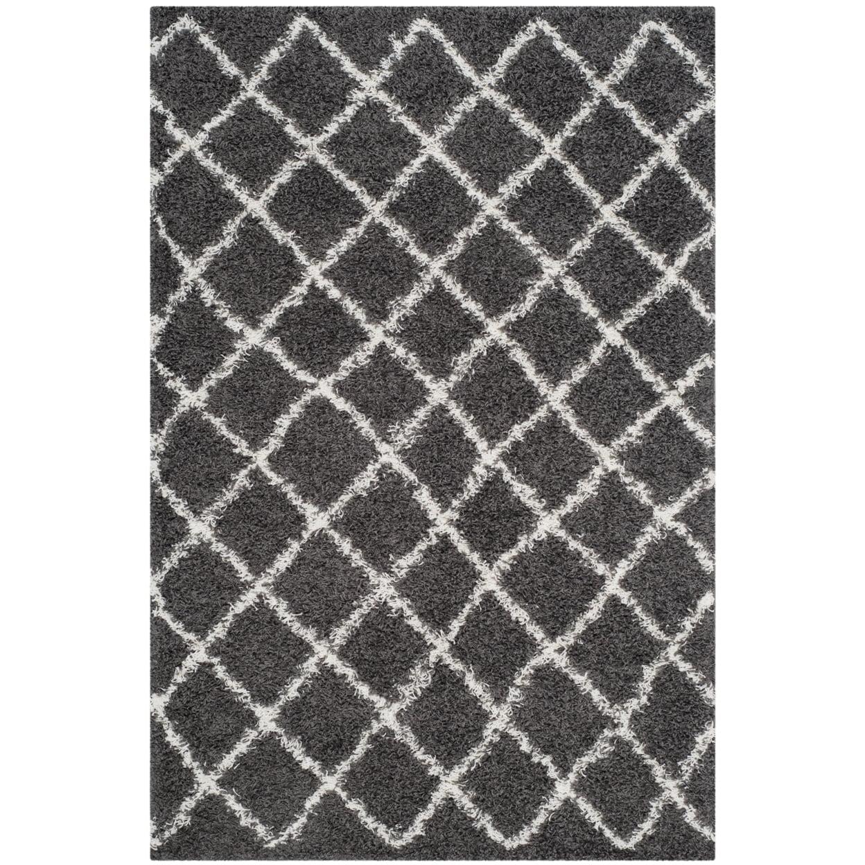 Dallas Shag SGD258 Power Loomed Indoor Area Rug - Dark Grey/Ivory - 5'1"x7'6" - Safavieh.