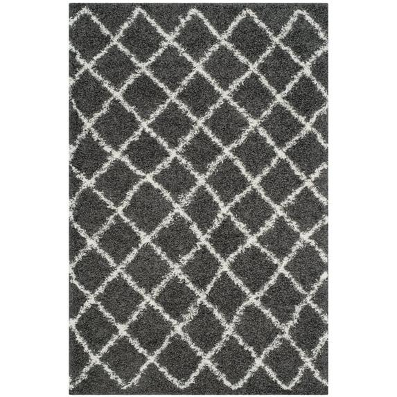 Dallas Shag SGD258 Power Loomed Indoor Area Rug - Dark Grey/Ivory - 5'1"x7'6" - Safavieh.