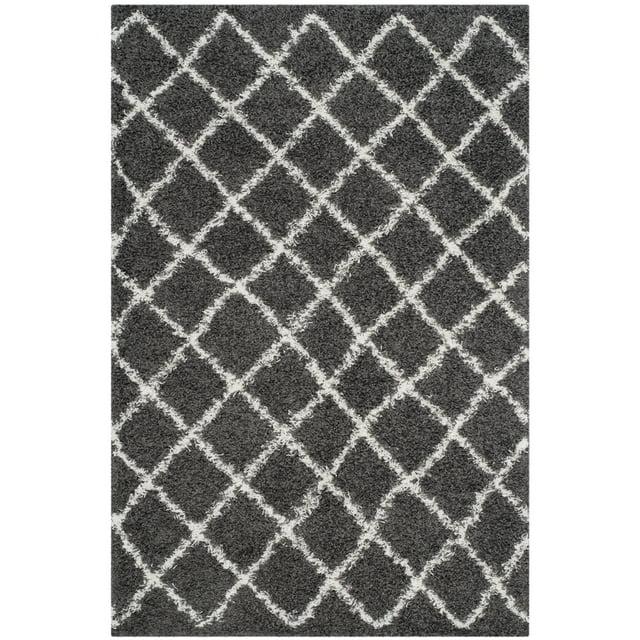 Dallas Shag SGD258 Power Loomed Indoor Area Rug - Dark Grey/Ivory - 5'1"x7'6" - Safavieh.