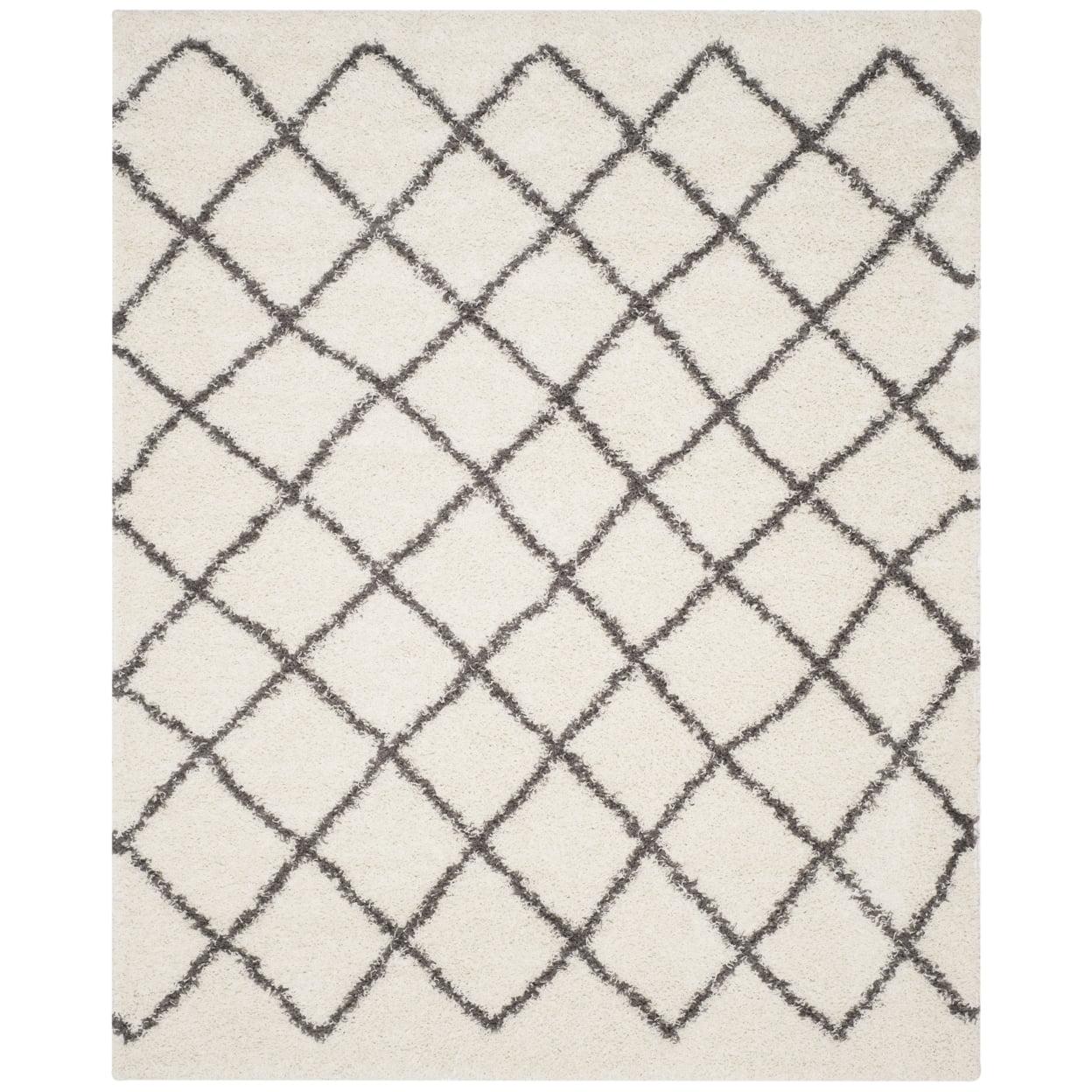 Dallas Shag SGD258 Power Loomed Indoor Area Rug - Ivory/Dark Grey - 8'6"x12' - Safavieh.