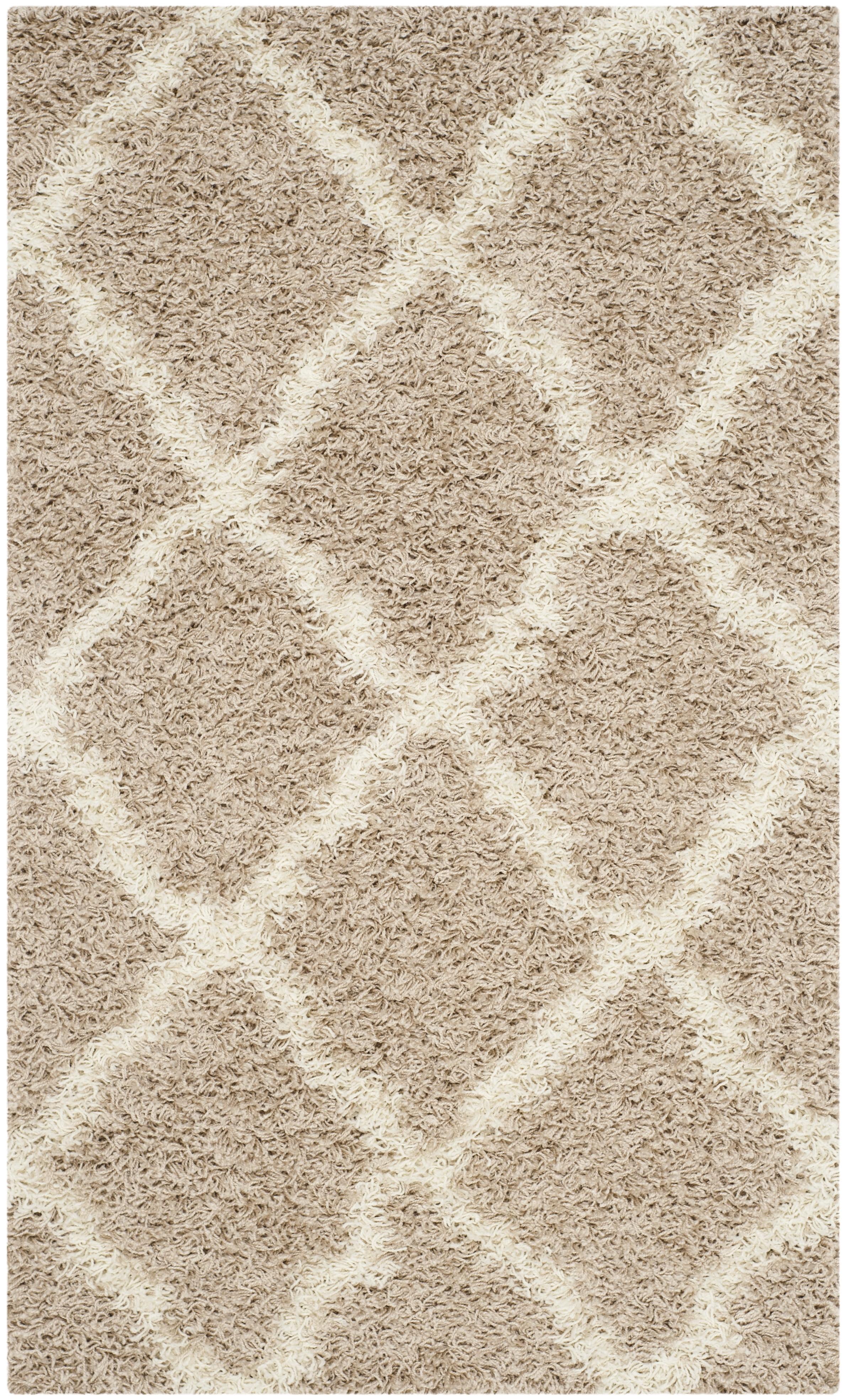 SAFAVIEH Dallas Logan Geometric Shag Area Rug, Beige/Ivory, 3' x 5'