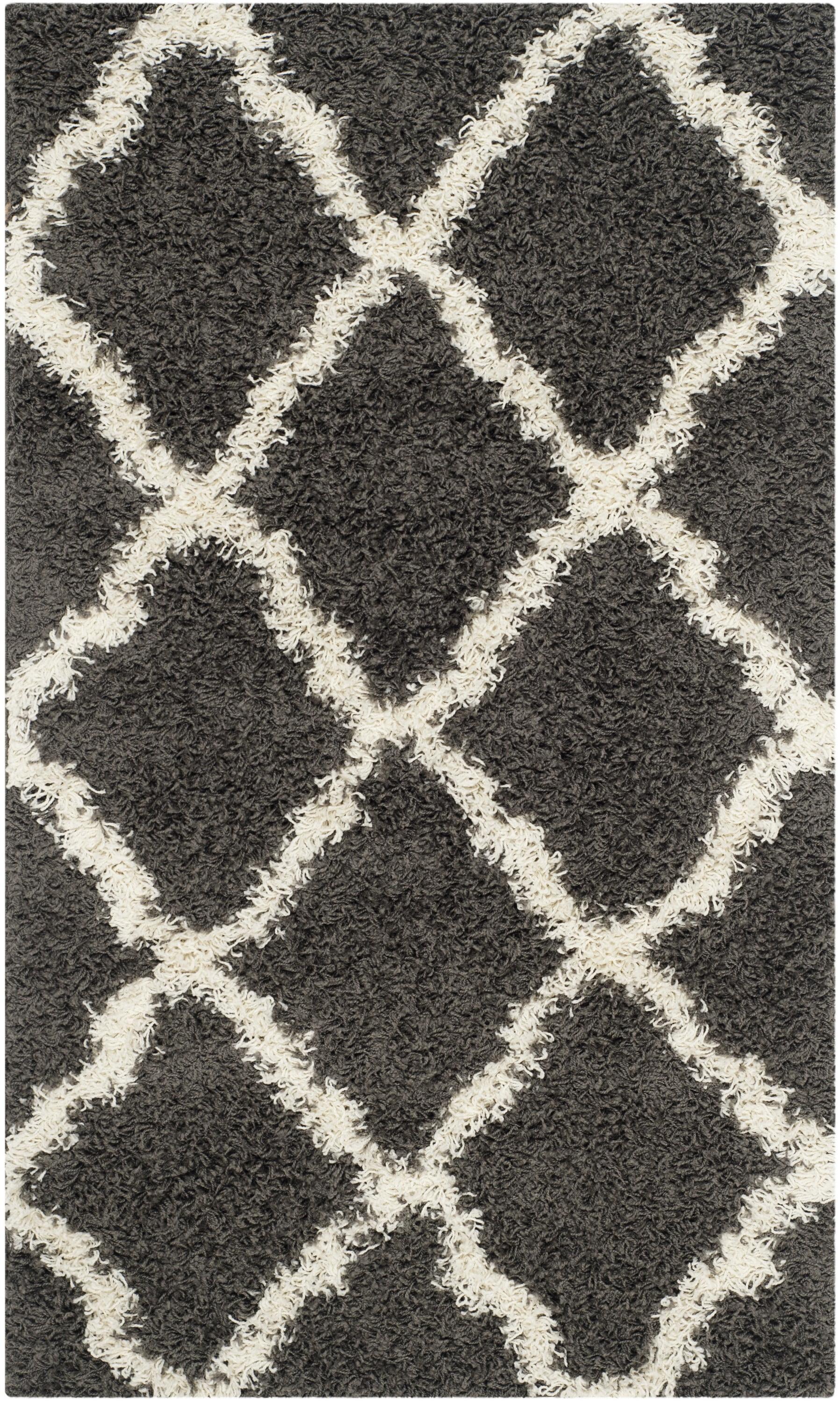 Dallas Shag SGD257 Power Loomed Indoor Accent Rug - Dark Grey/Ivory - 3'x5' - Safavieh.