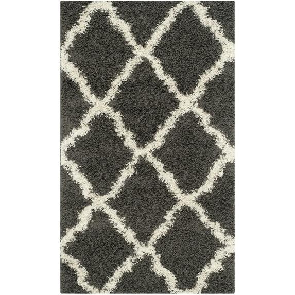 Dallas Shag SGD257 Power Loomed Indoor Accent Rug - Dark Grey/Ivory - 3'x5' - Safavieh.