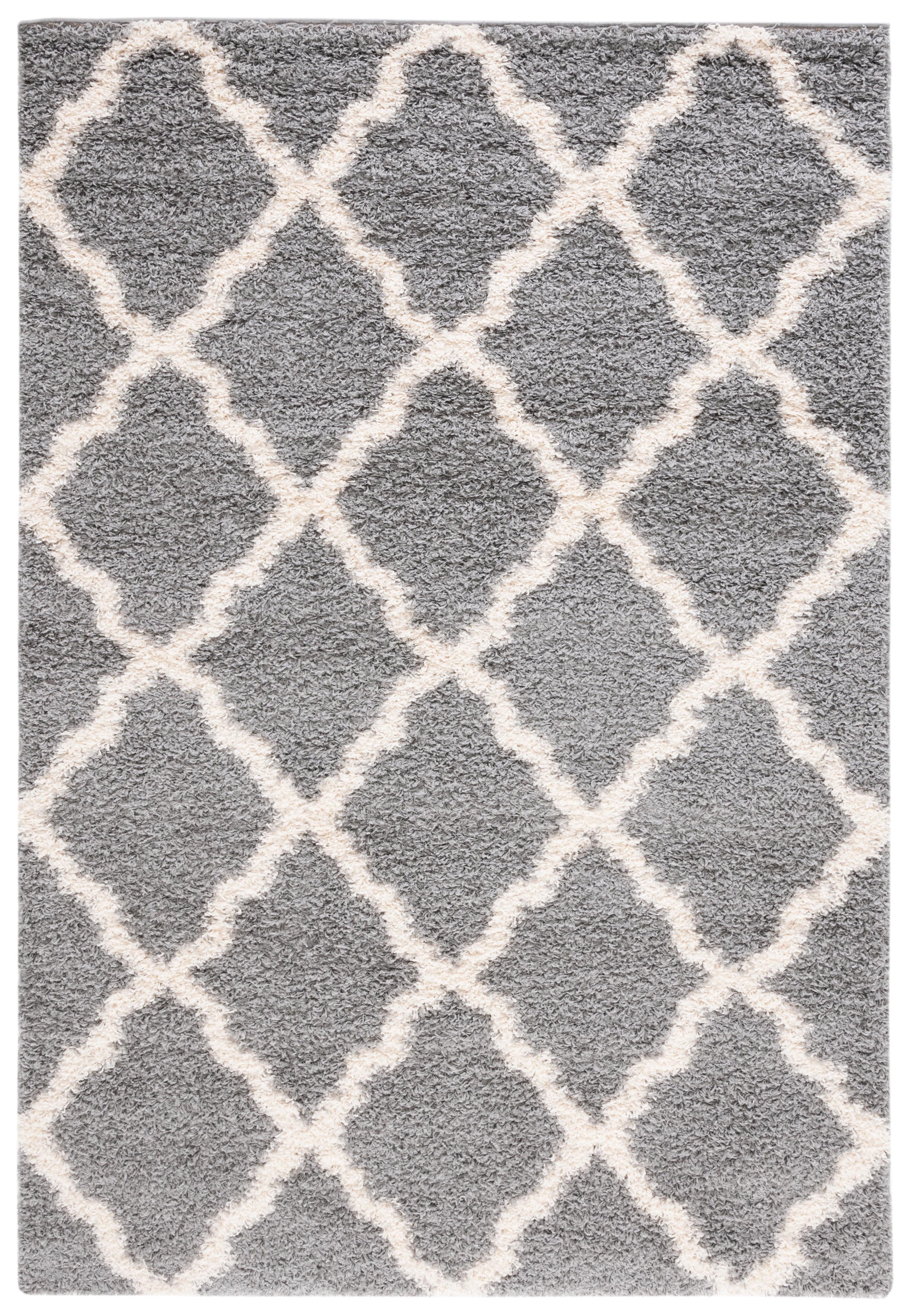 SAFAVIEH Dallas Logan Geometric Shag Area Rug, Grey/Ivory, 5'1" x 7'6"