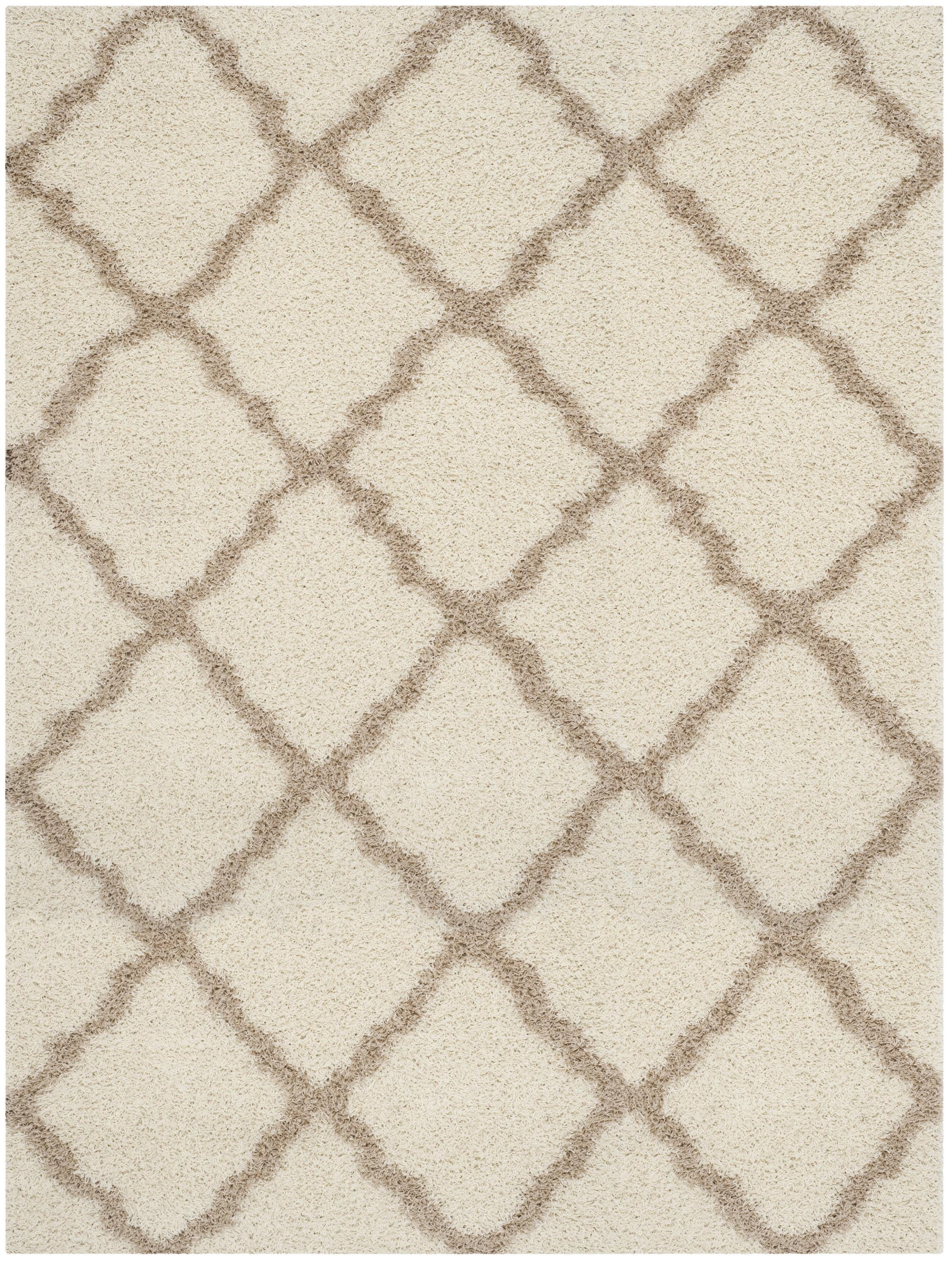 SAFAVIEH Dallas Logan Geometric Shag Area Rug, Ivory/Beige, 8' x 10'