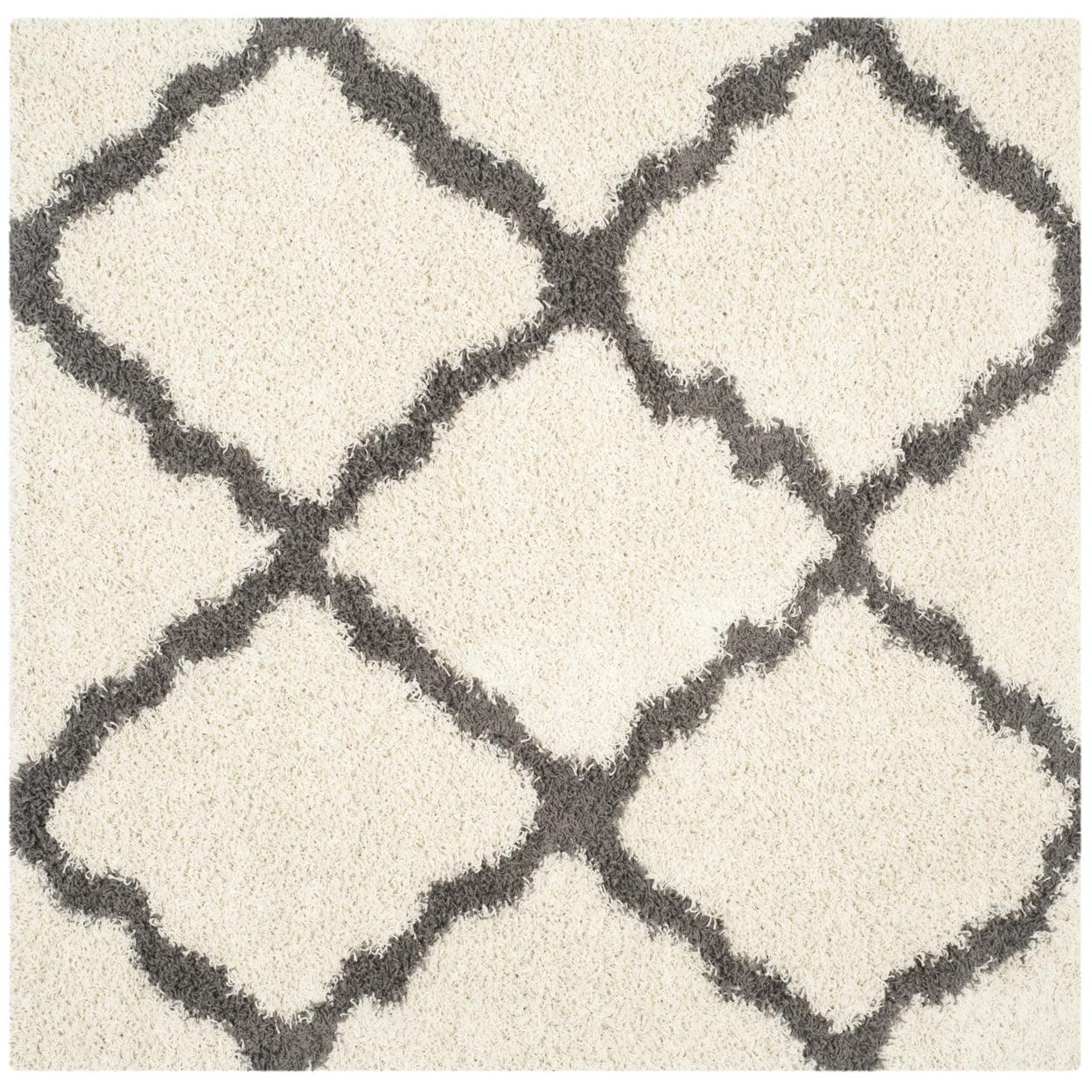 Dallas Shag SGD257 Power Loomed Indoor Area Rug - Ivory/Dark Grey - 6'x6' - Safavieh.