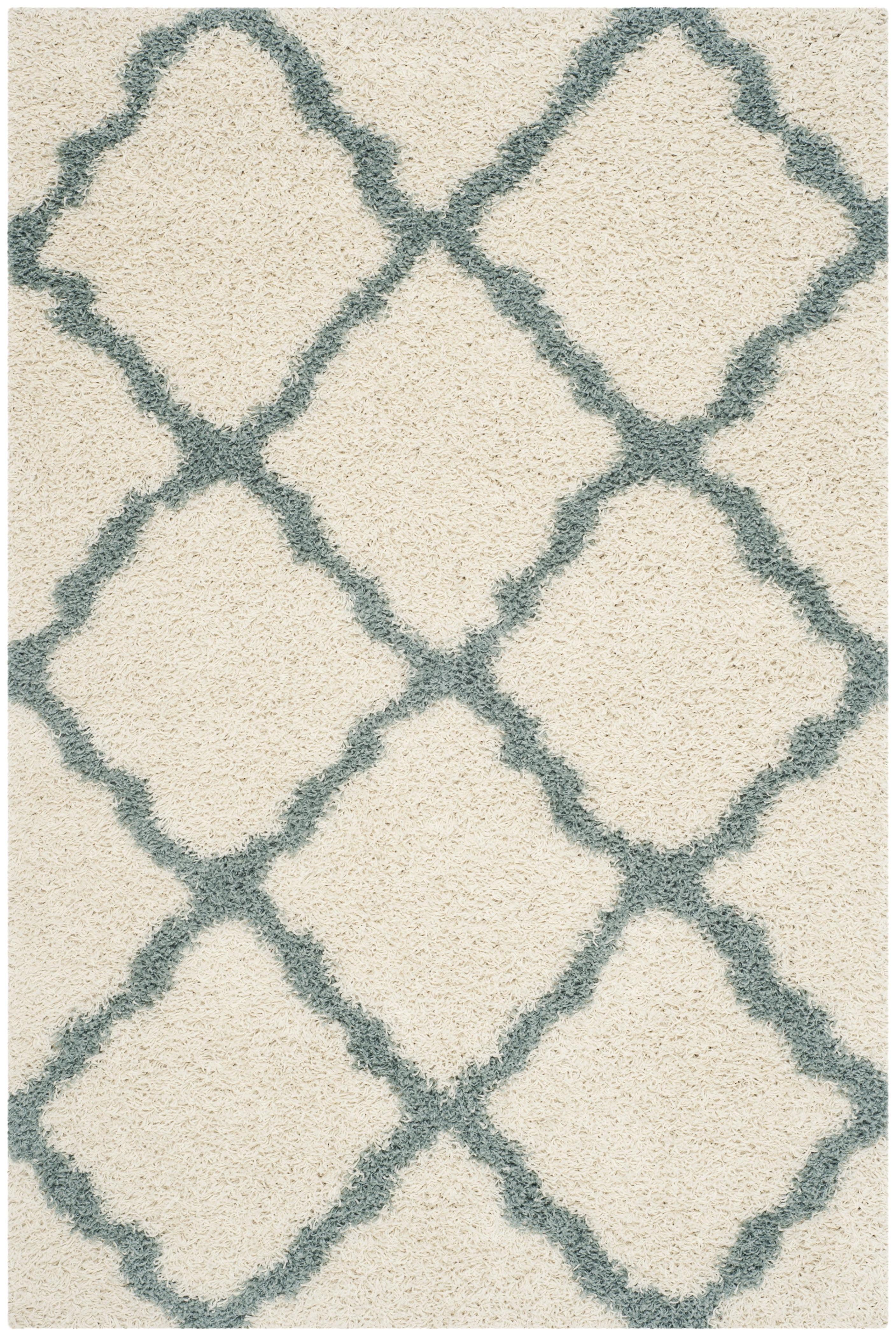 Dallas Shag SGD257 Power Loomed Indoor Area Rug - Ivory/Light Blue - 4'x6' - Safavieh.