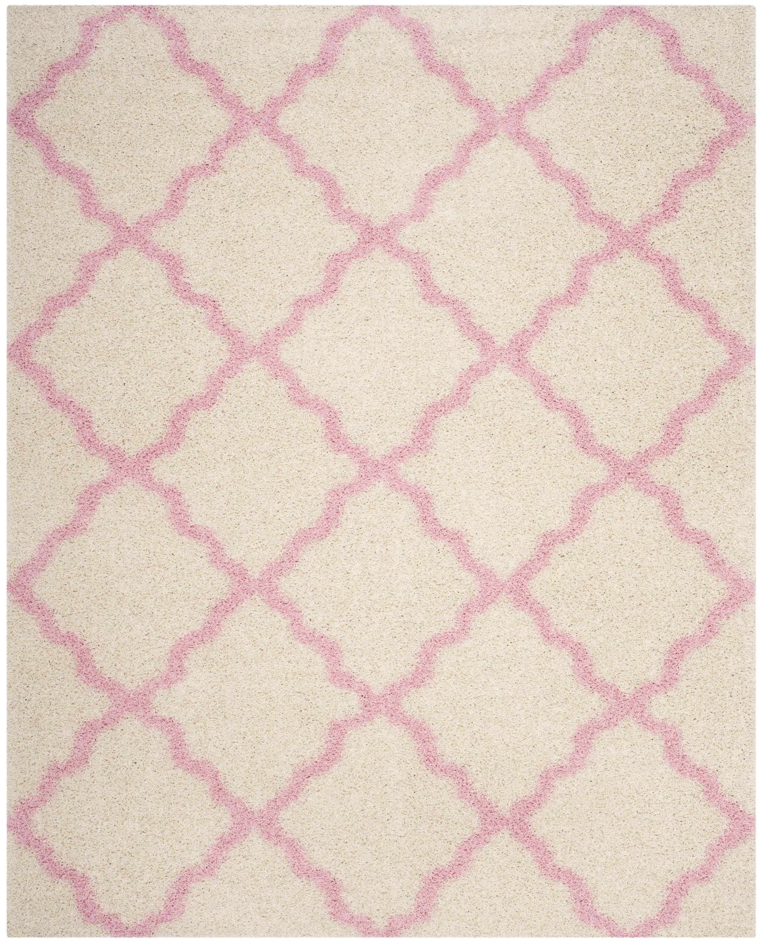Dallas Shag SGD257 Power Loomed Area Rug - Ivory/Light Pink - 8'6"x12' - Safavieh.