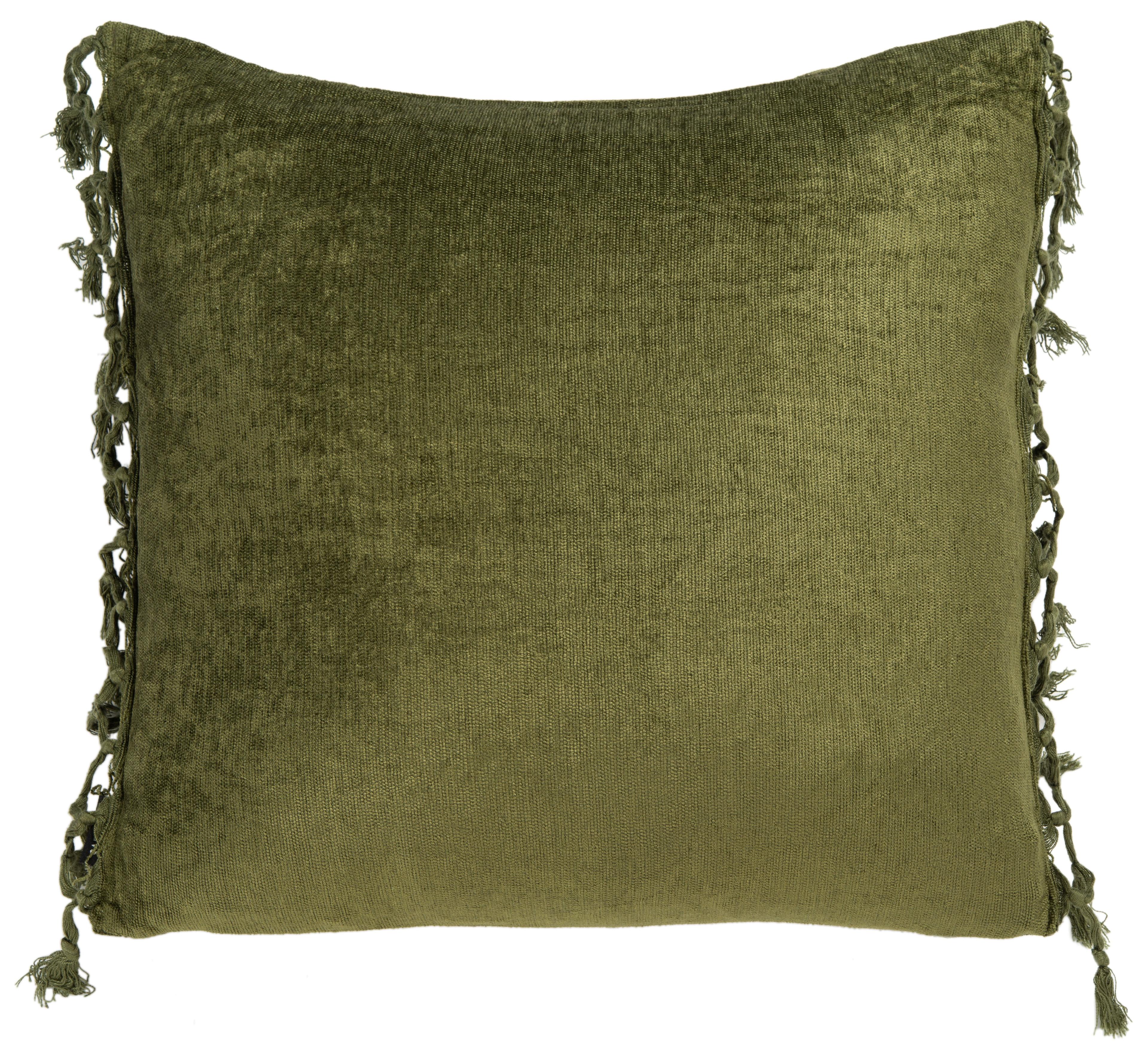 Dandria Fringed Cotton Reversible Throw Pillow