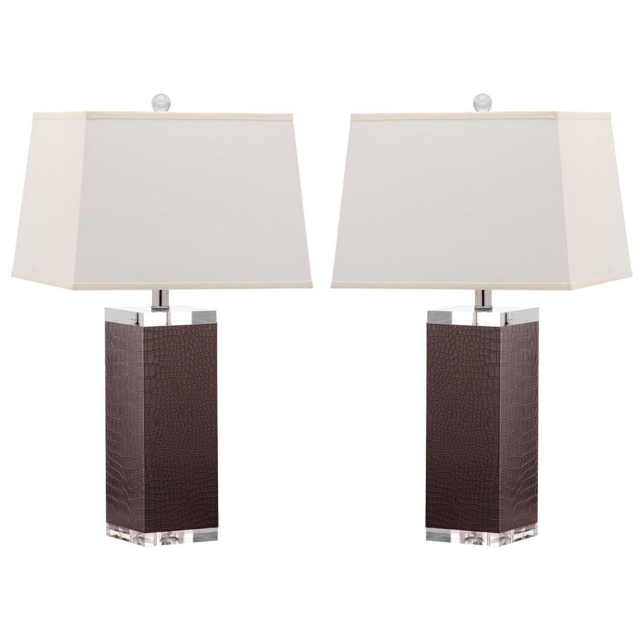 Deco 27 Inch H Leather Table Lamp (Set of 2) - Brown - Safavieh.