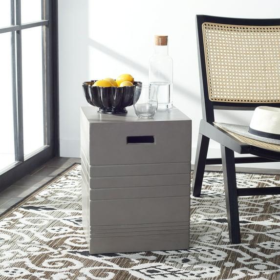 Deidara Concrete Accent Stool - Indoor/Outdoor - VNN1031 - Gray - Safavieh