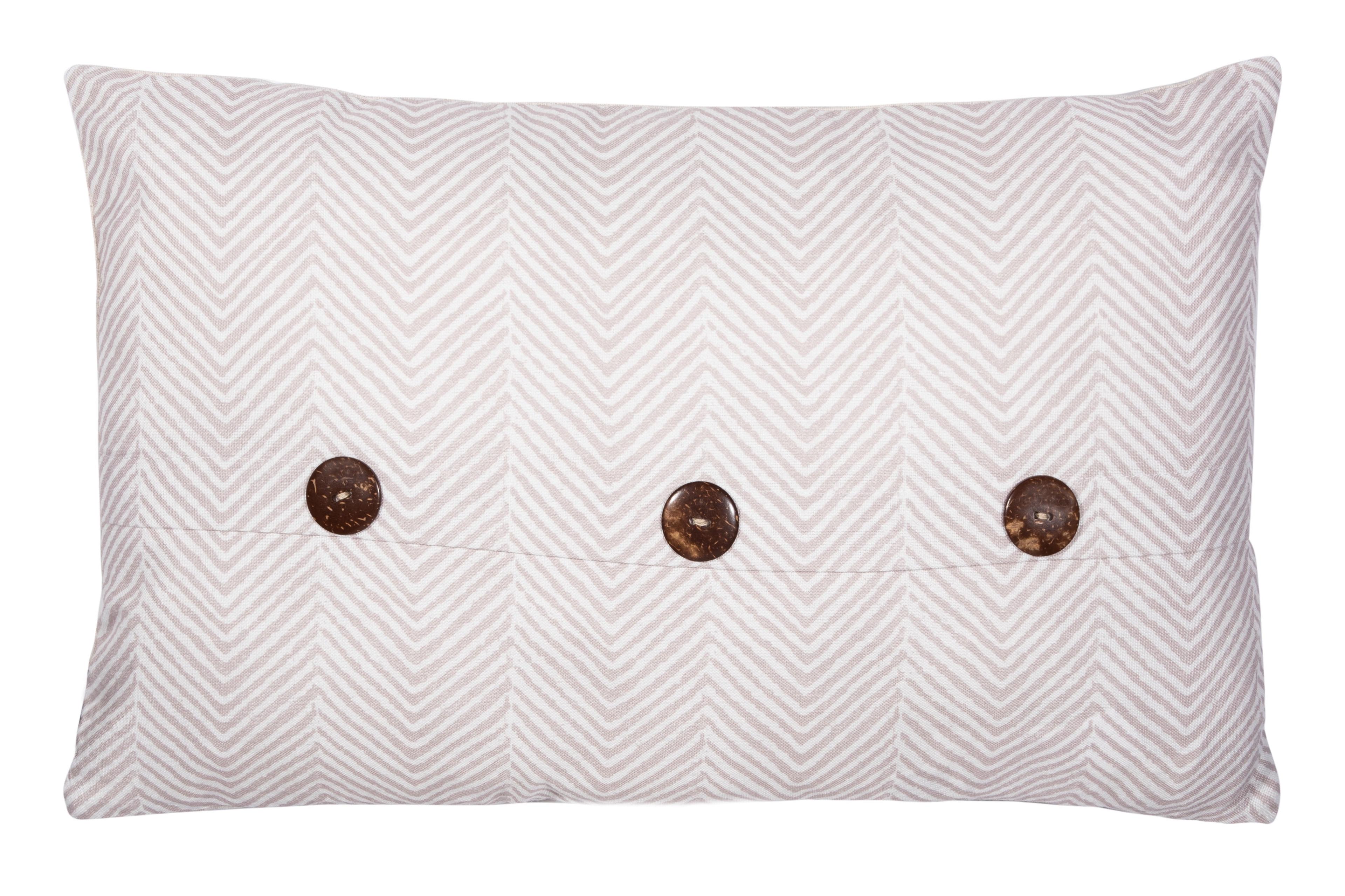 White Chevron Rectangular Pillow with Brown Button Accents