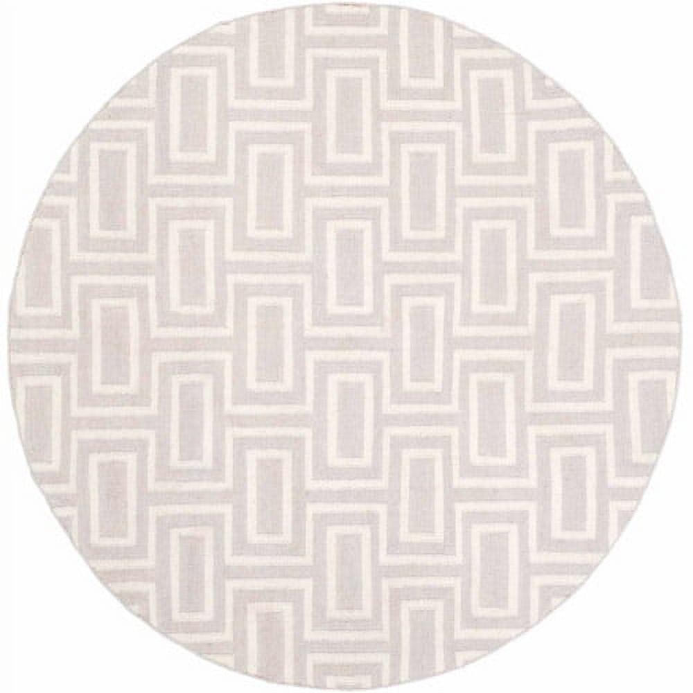 SAFAVIEH Dhurrie Abigail Geometric Moroccan Wool Area Rug, Grey/Ivory, 9' x 12'