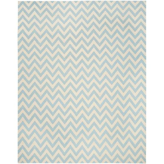 SAFAVIEH Dhurrie Bentley Chevron Zigzag Wool Area Rug, Blue/Ivory, 5' x 8'