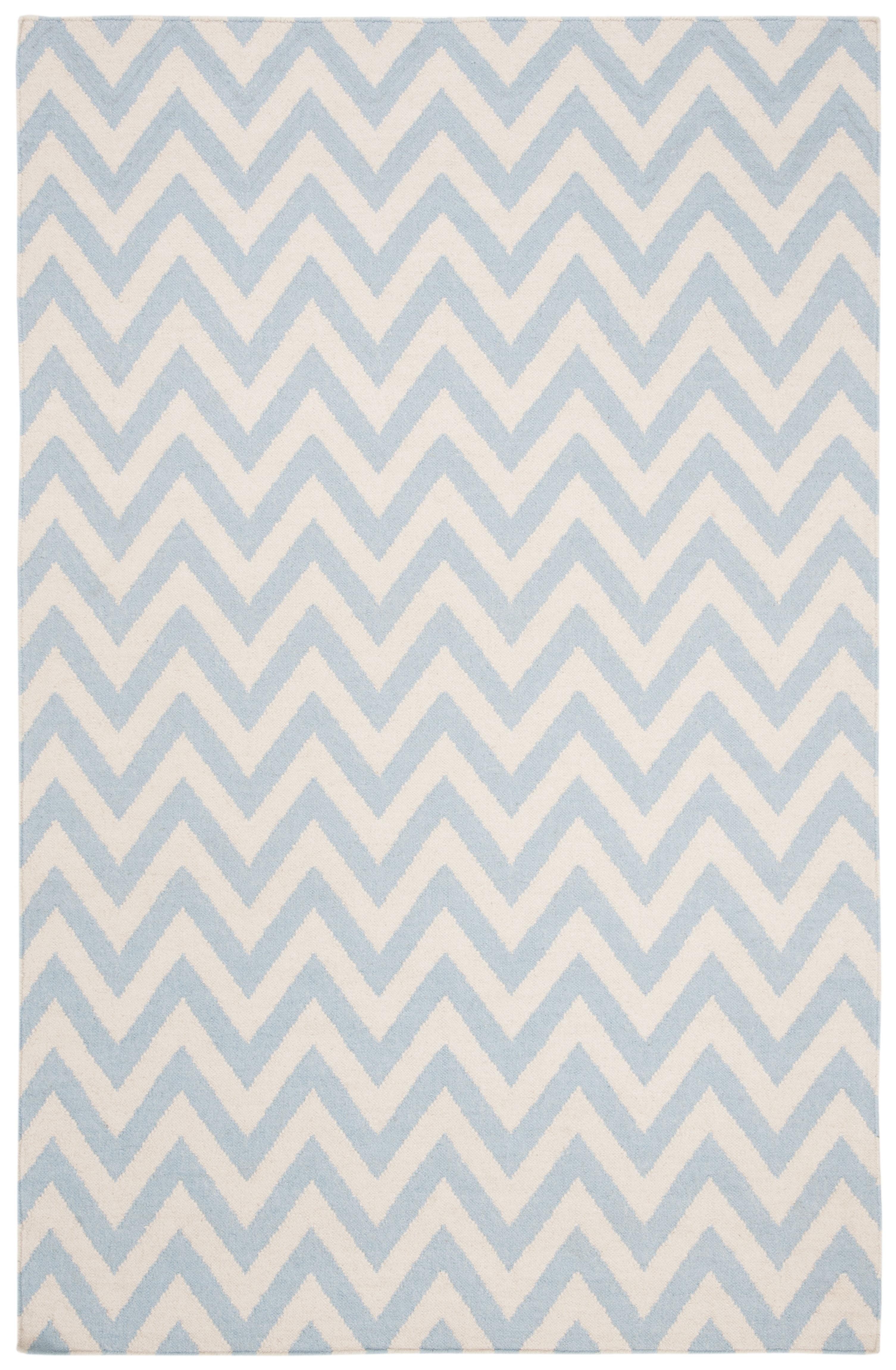 SAFAVIEH Dhurries Bentley Geometric Area Rug, Blue/Ivory, 5' x 8'