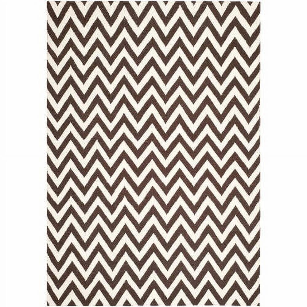 SAFAVIEH Dhurrie Bentley Chevron Zigzag Wool Area Rug, Brown/Ivory, 8' x 10'