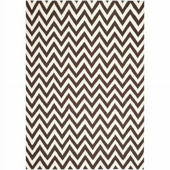 SAFAVIEH Dhurrie Bentley Chevron Zigzag Wool Area Rug, Brown/Ivory, 8' x 10'