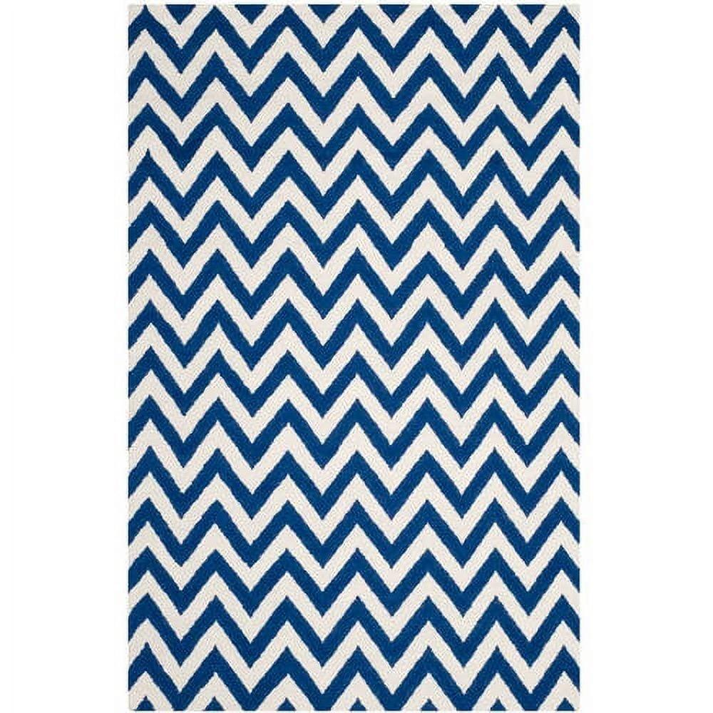 SAFAVIEH Dhurries Bentley Geometric Area Rug, Dark Blue/Ivory, 9' x 12'