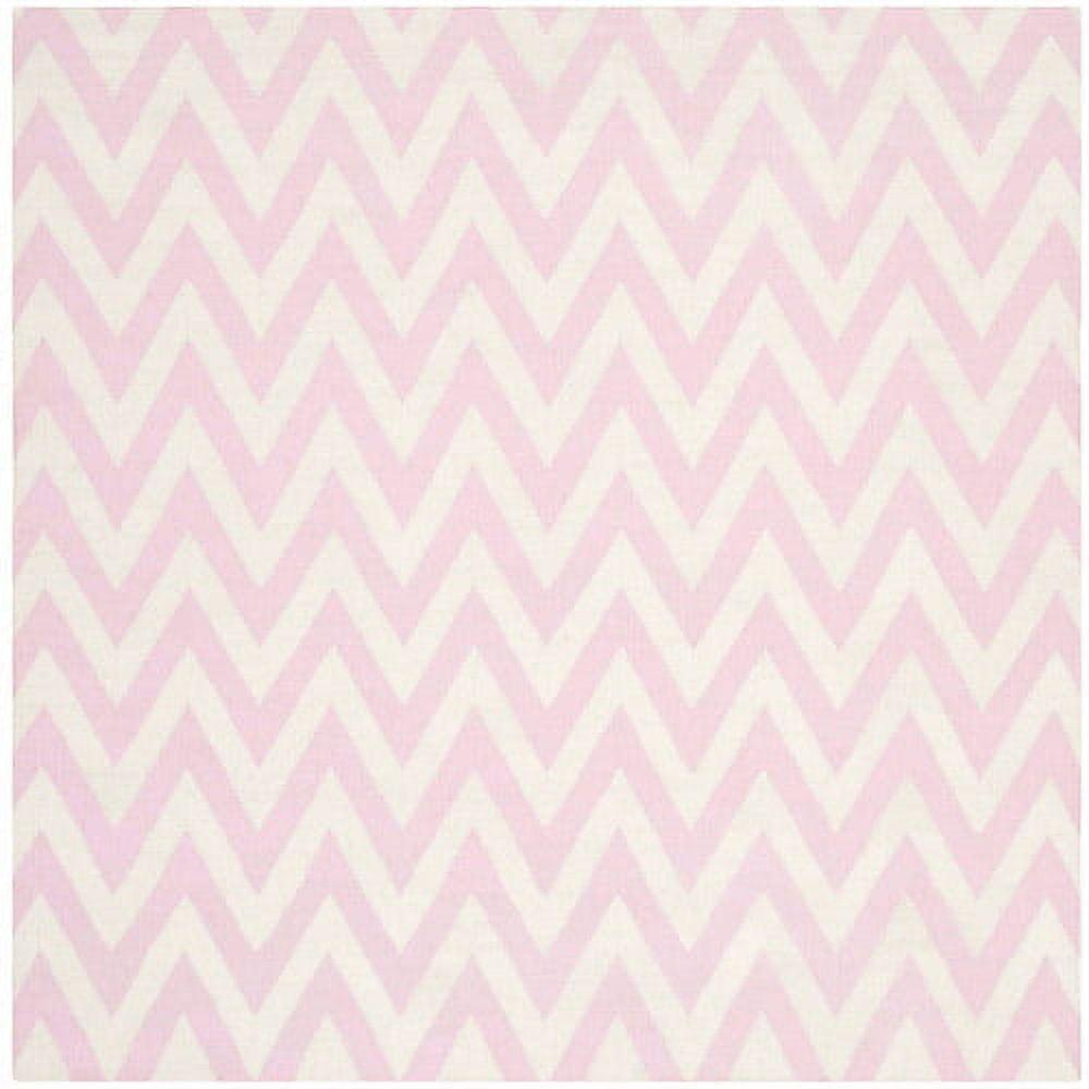 Handwoven Geometric Pink/Ivory Wool 6' x 6' Square Rug