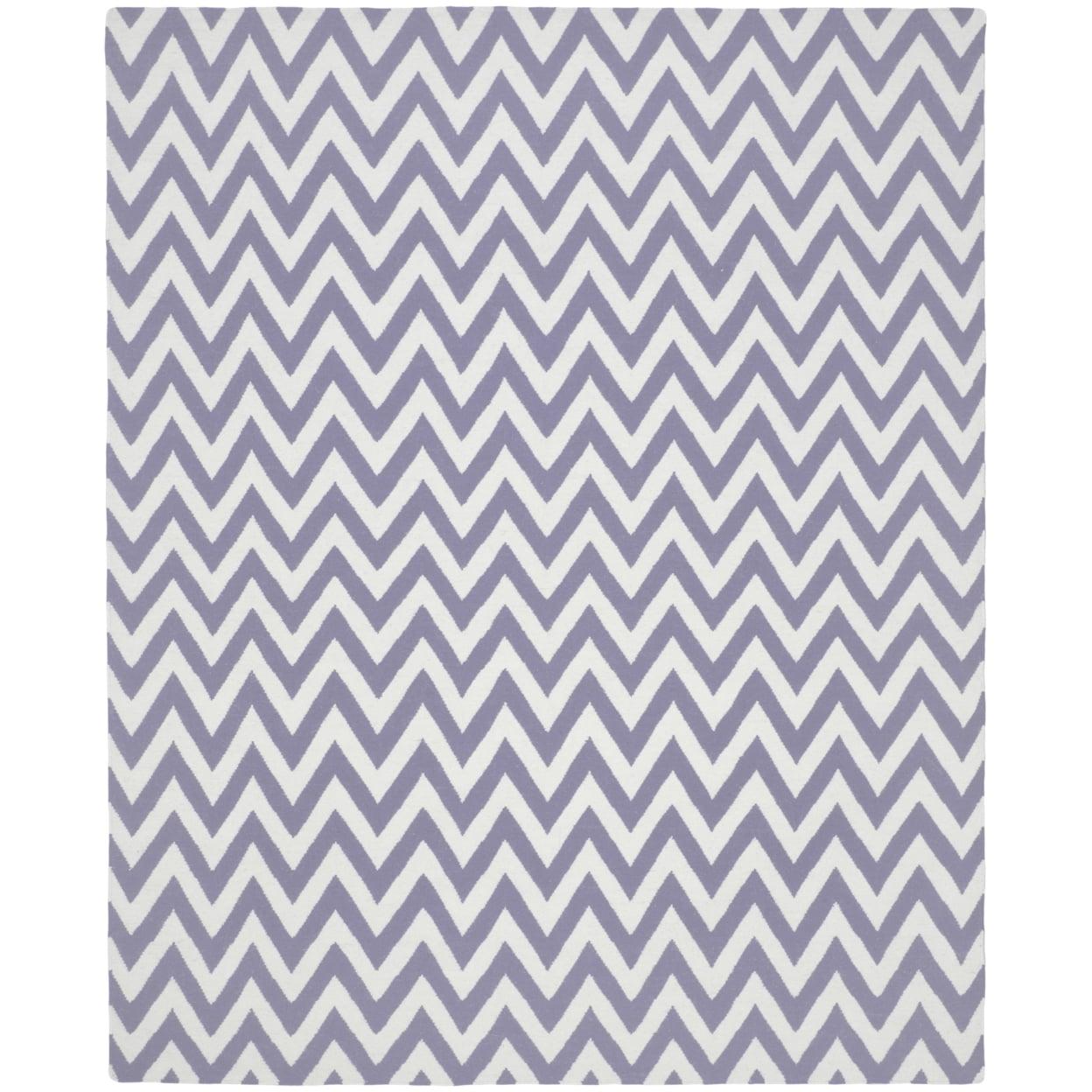 SAFAVIEH Dhurrie Bentley Chevron Zigzag Wool Area Rug, Purple/Ivory, 4' x 6'