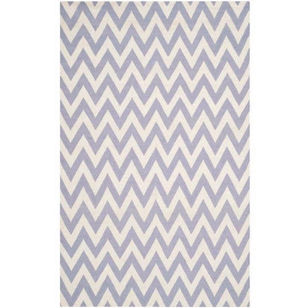 SAFAVIEH Dhurrie Bentley Chevron Zigzag Wool Area Rug, Purple/Ivory, 4' x 6'