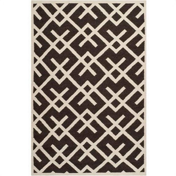 SAFAVIEH Dhurrie Brianna Geometric Moroccan Wool Area Rug, Brown/Ivory, 8' x 10'