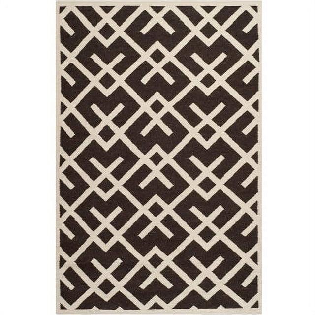 SAFAVIEH Dhurrie Brianna Geometric Moroccan Wool Area Rug, Brown/Ivory, 8' x 10'