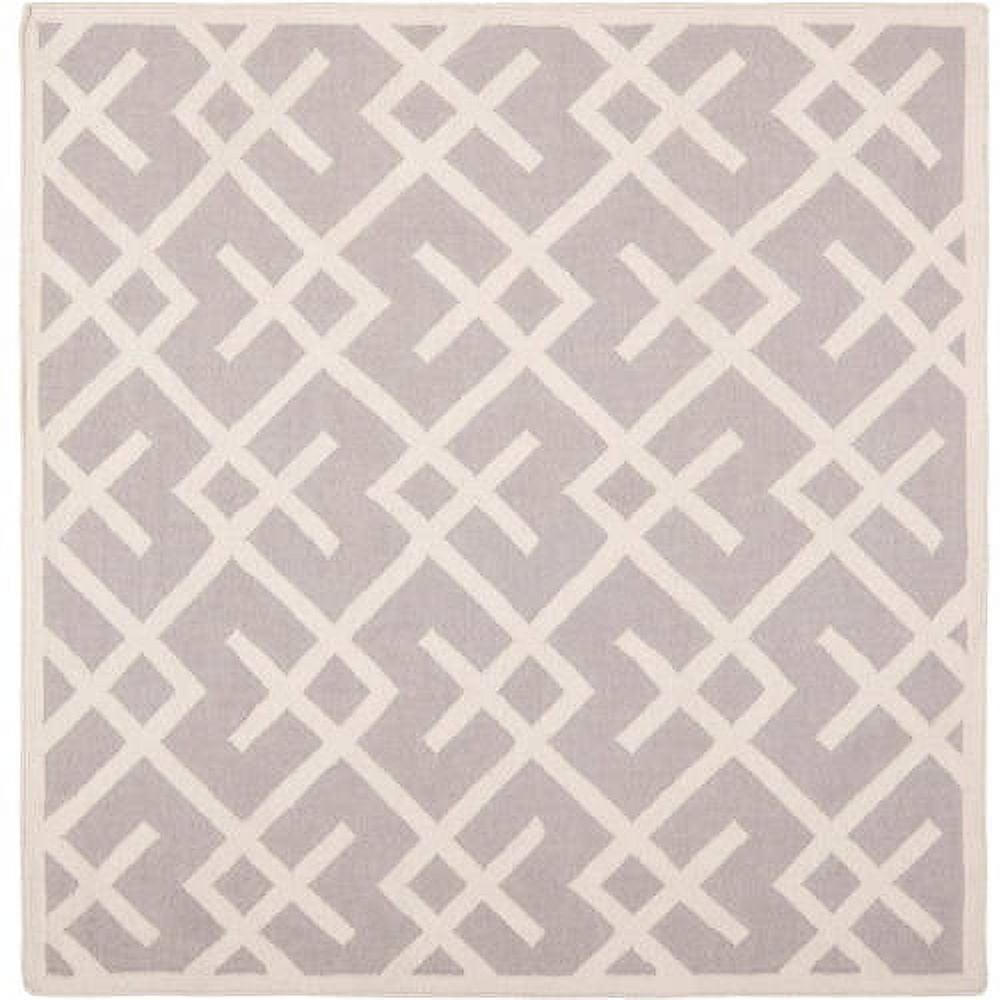 SAFAVIEH Dhurrie Brianna Geometric Moroccan Wool Area Rug, Grey/Ivory, 5' x 8'