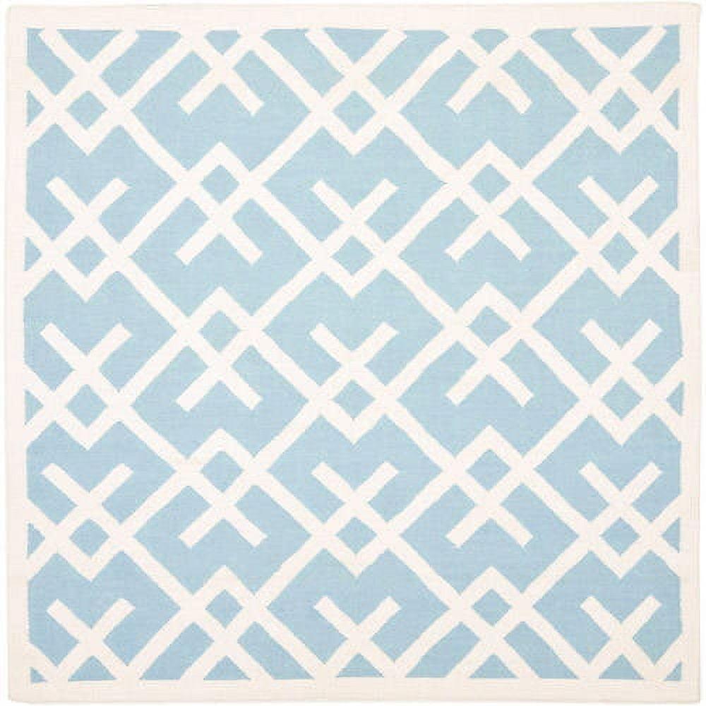 SAFAVIEH Dhurrie Brianna Geometric Moroccan Wool Area Rug, Light Blue/Ivory, 8' x 10'