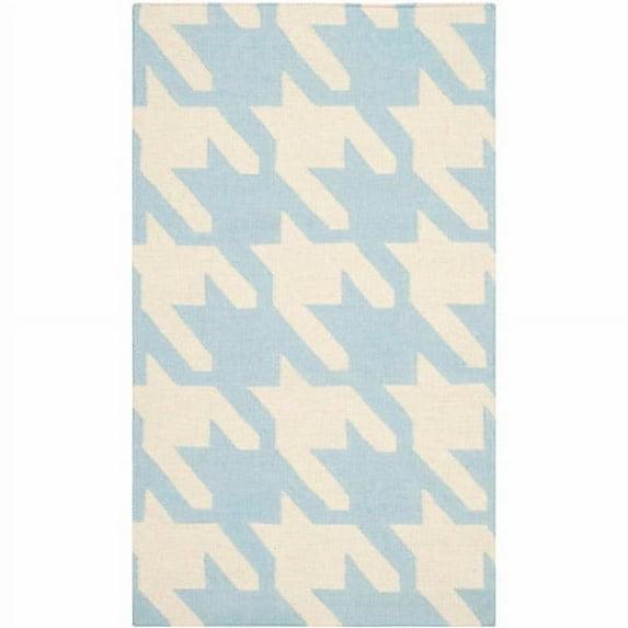 SAFAVIEH Dhurries Abigail Geometric Area Rug, Light Blue/Ivory, 4' x 6'